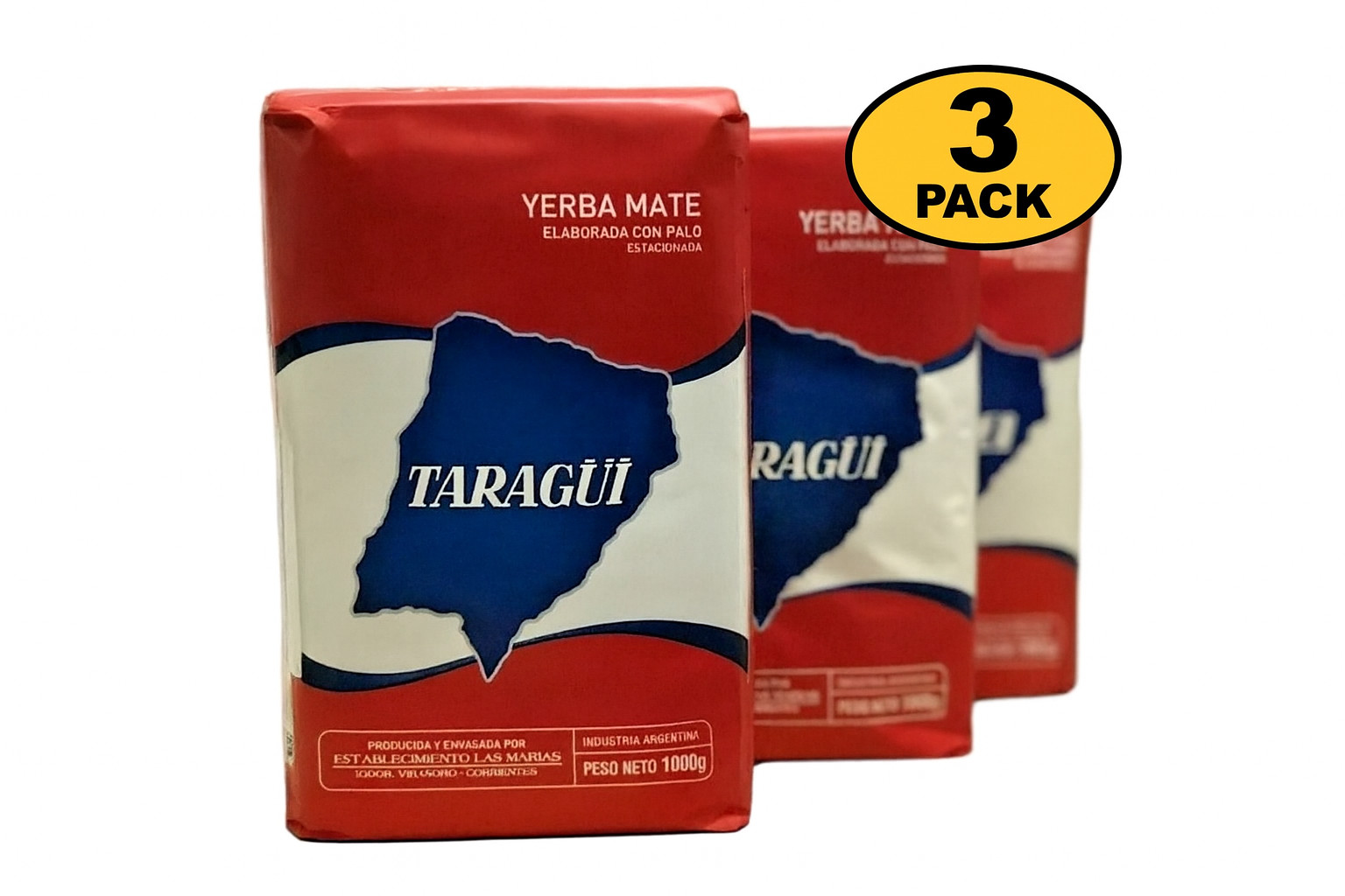 3-Pack YERBA MATE TARAGUI (6.6 LB/3KILOS) CON PALO SHIP FROM USA