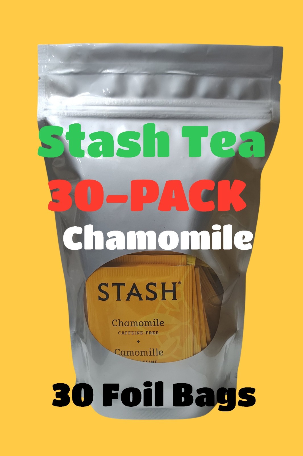 CHAMOMILE TEA 30 Bags Non-GMO Kosher Stash Tea CAFFEINE FREE