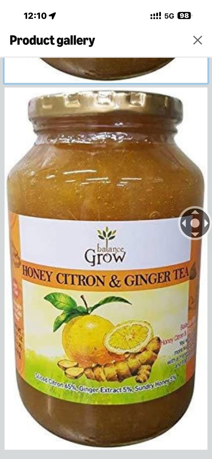 Balance Grow Honey Citron & Ginger Tea Jar 2.2lb Honey Citron Ginger Flavor