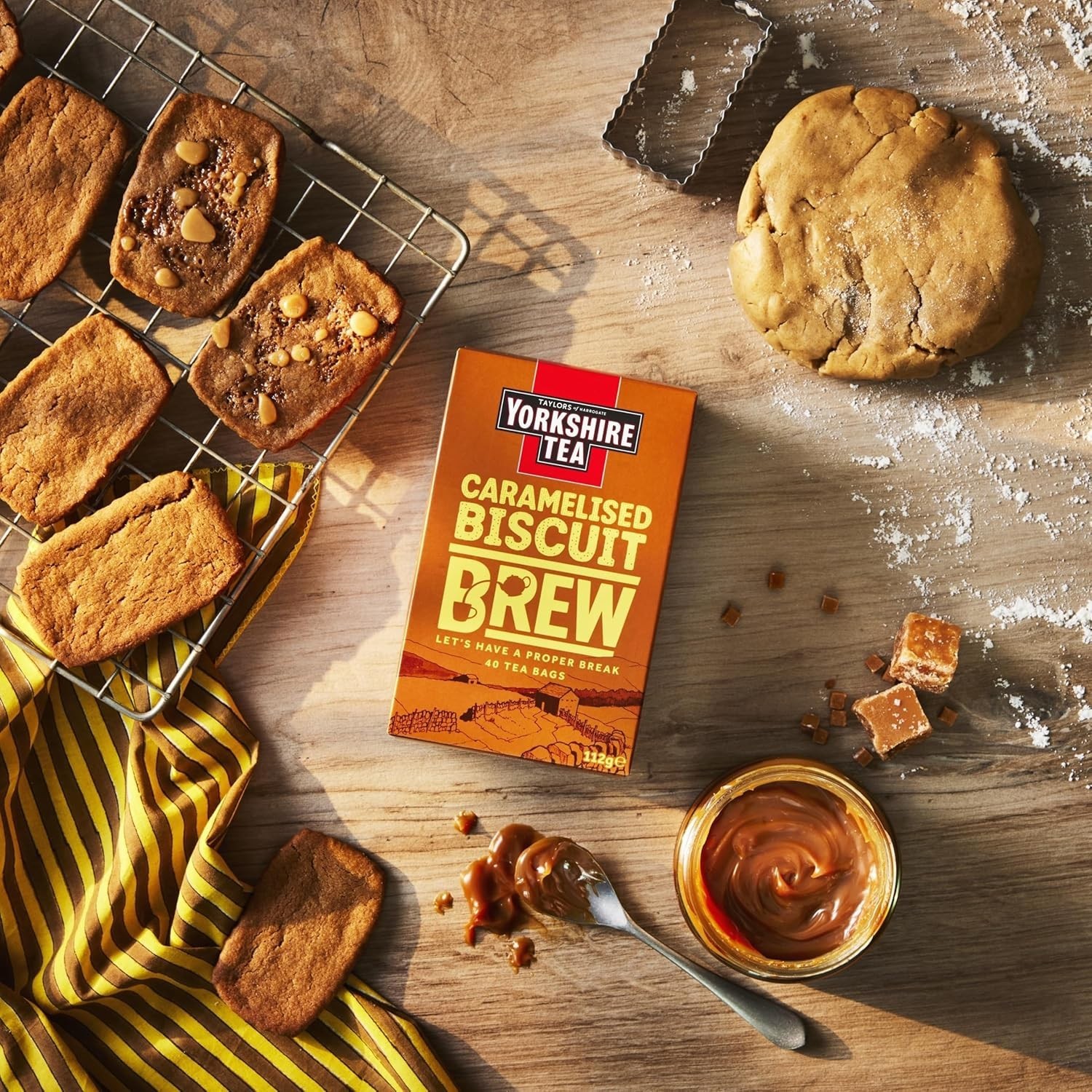 Yorkshire Tea Caramelised Biscuit Brew – 40 Count Caffeinated Pillow Tea Bags