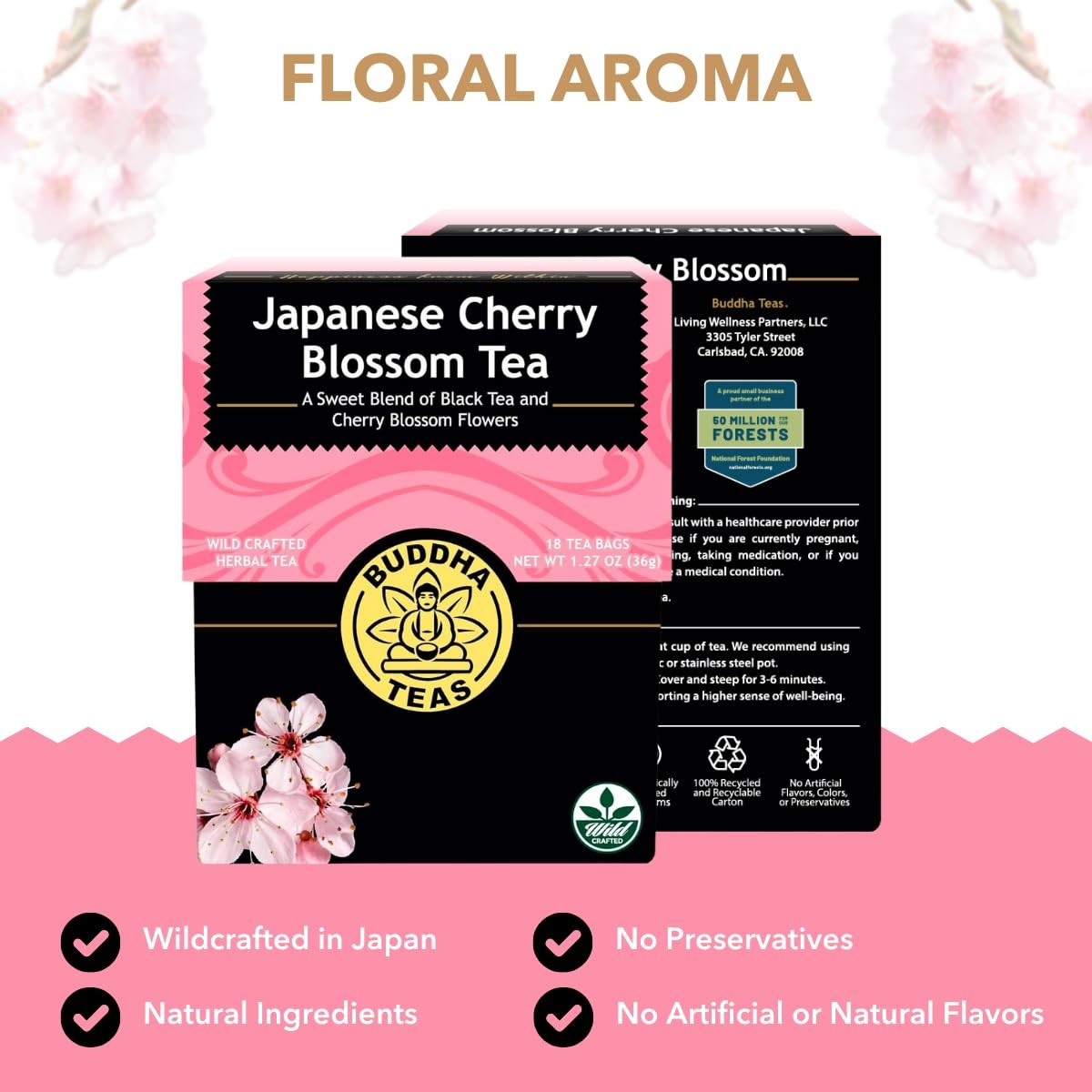 Japanese Cherry Blossom Tea – OU Kosher, 18 Bleach-Free Tea Bags