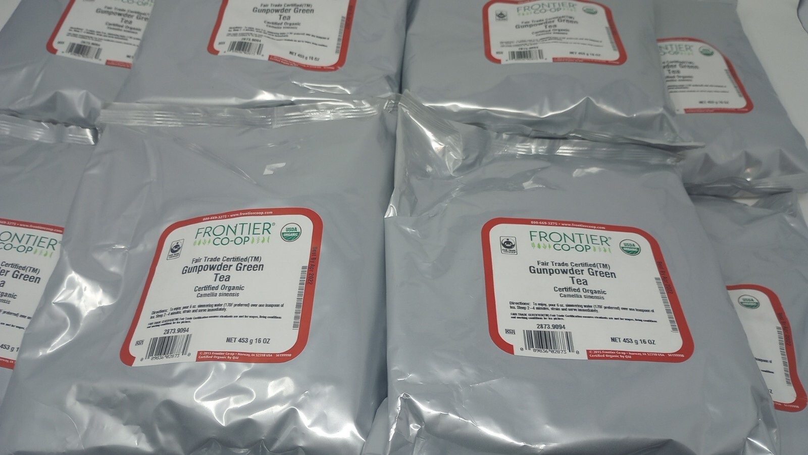 Frontier Herb Tea Organic Fair Trade Green Gunpowder Tea -Single Bulk Item-1LB
