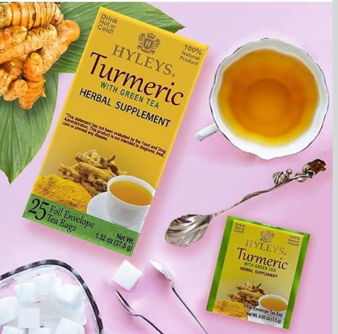Turmeric Green Tea Herbal Supplement 25 Foil Envelopes/ Tea Bags NW 1.32oz