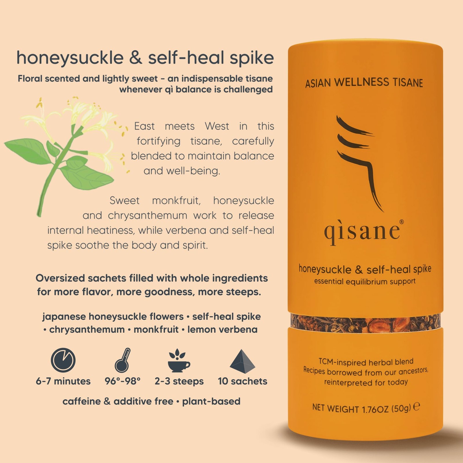 Qìsane Organic Honeysuckle Tea Bags with Chinese Medicinal Plants – Dried Hon…