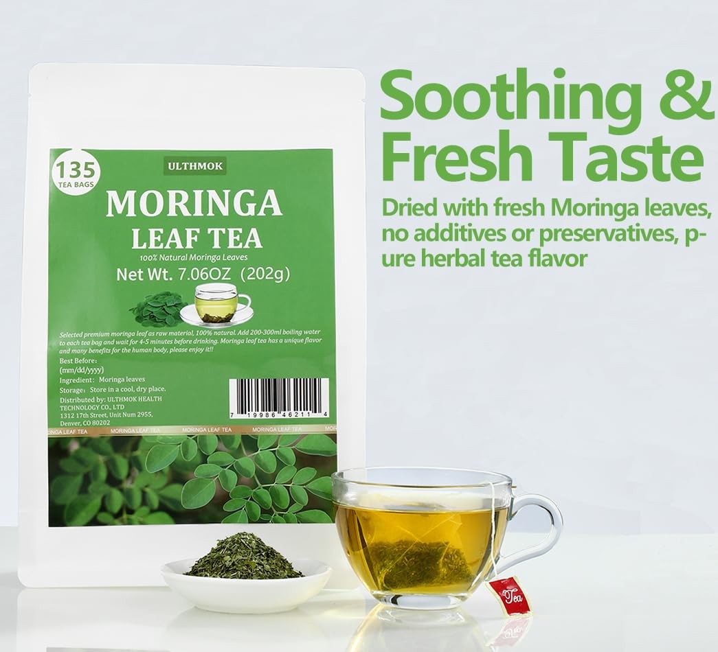 Premium Moringa Tea,135 Tea Bags/7.15OZ,100% Pure 135 Count (Pack of 1)