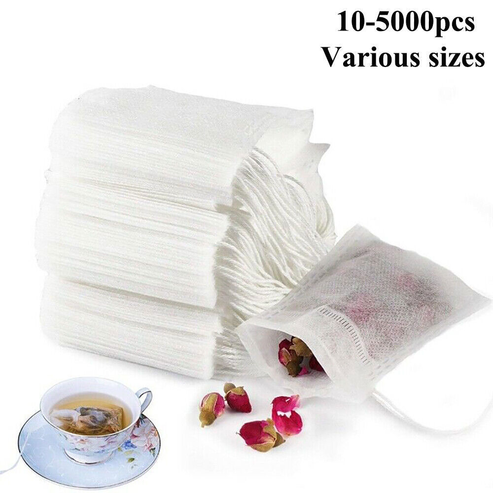 10/3000pcs Tea Bags Empty Non-woven Drawstring Teabag Herb Loose Tea Filter LOT