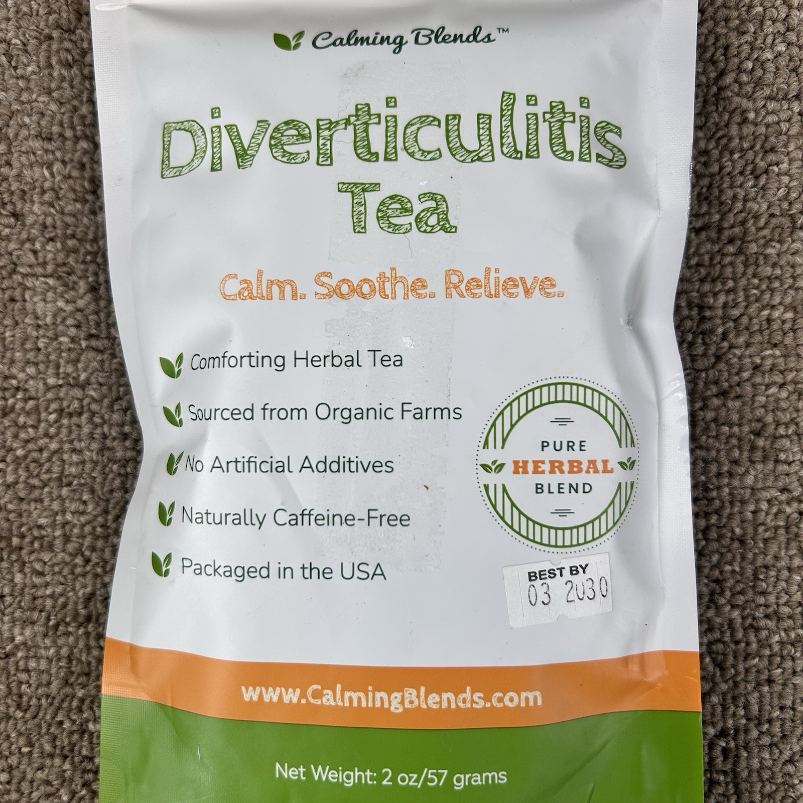 Calming Blends Diverticulitis Tea Organic Loose Leaf 2 Ounce Pure Herbal Blend