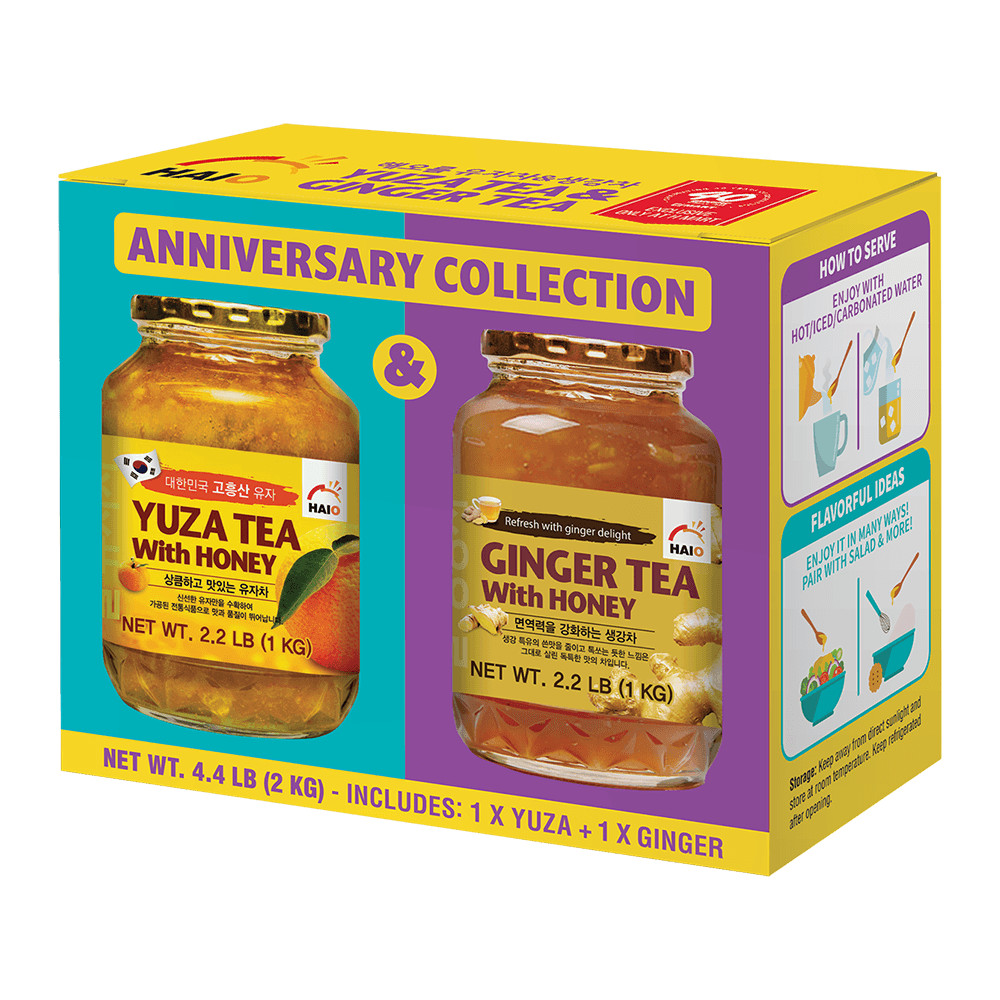 HAIO Ginger Tea with Honey & Yuza Citron Tea with Honey (Combo Pack), 2.2 Pounds