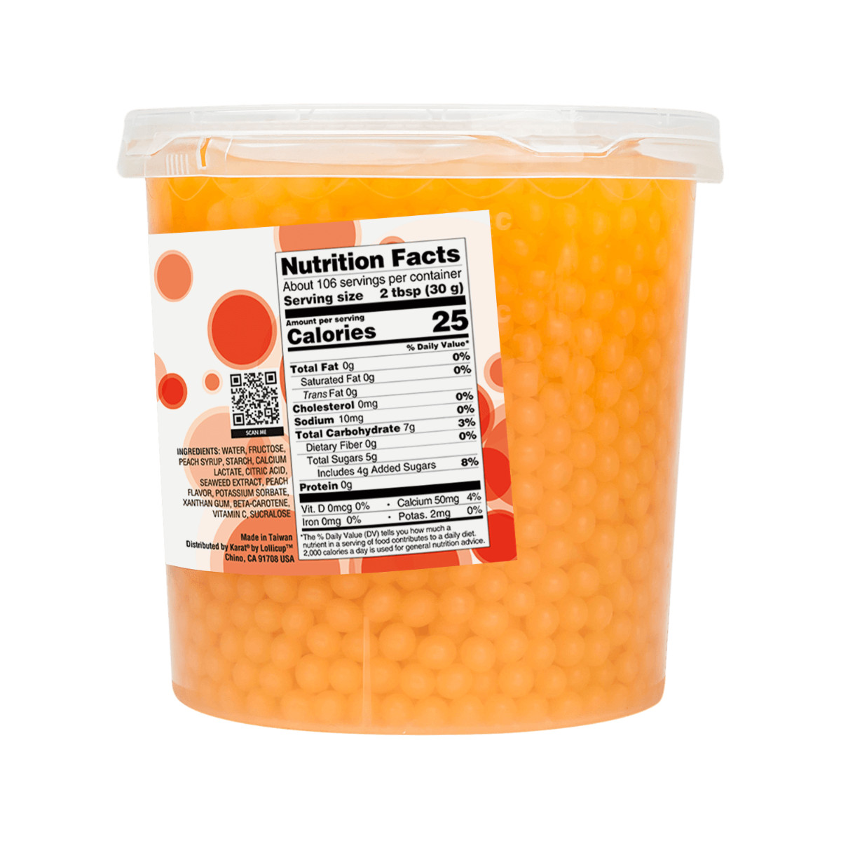 Tea Zone Peach Popping Pearls/ Bursting/ Popping Boba(B2061, 7 lbs) for Boba Tea