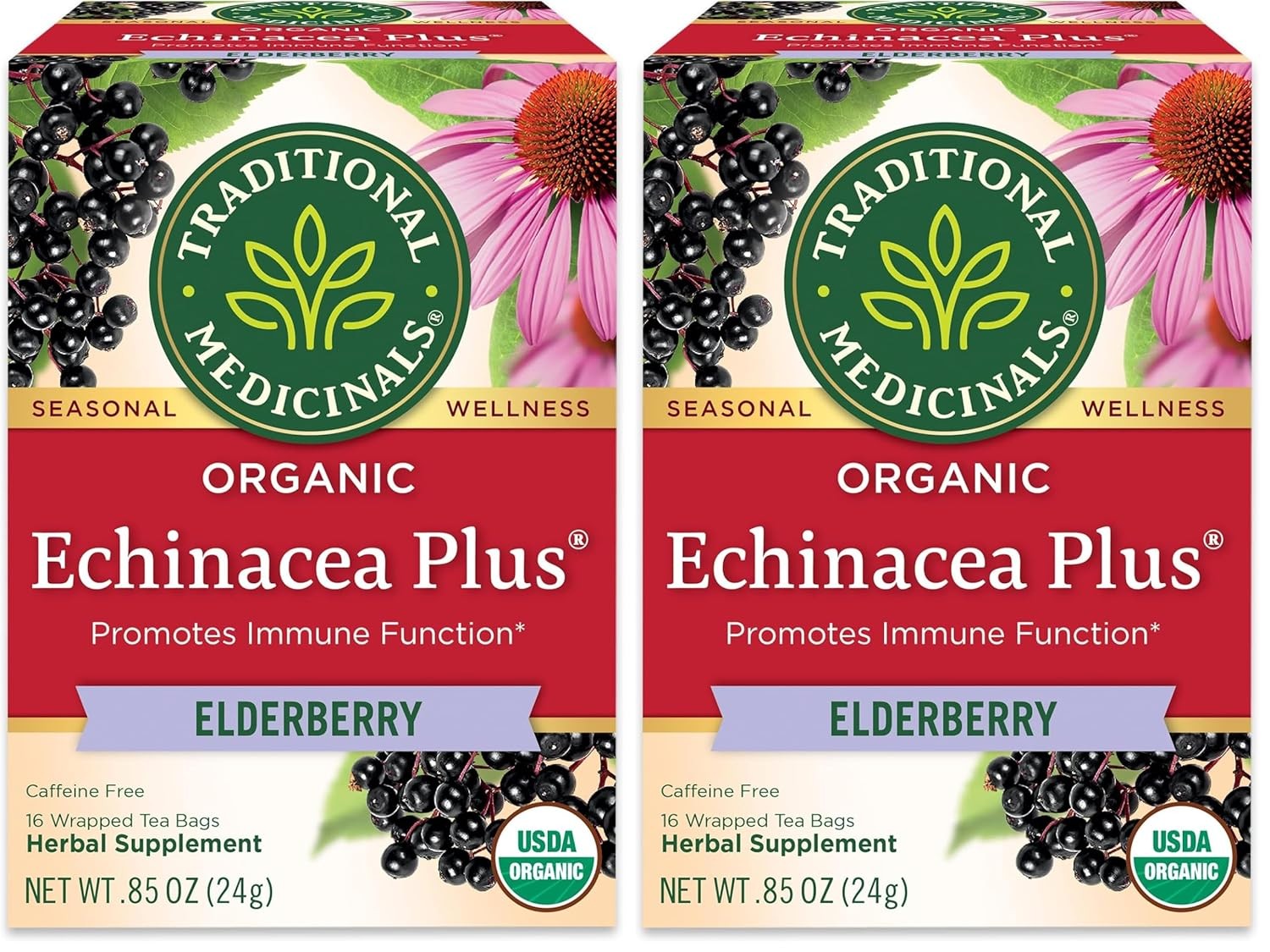 Traditional Medicinals Tea, Organic Echinacea Plus Elderberry, Boosts the Immune