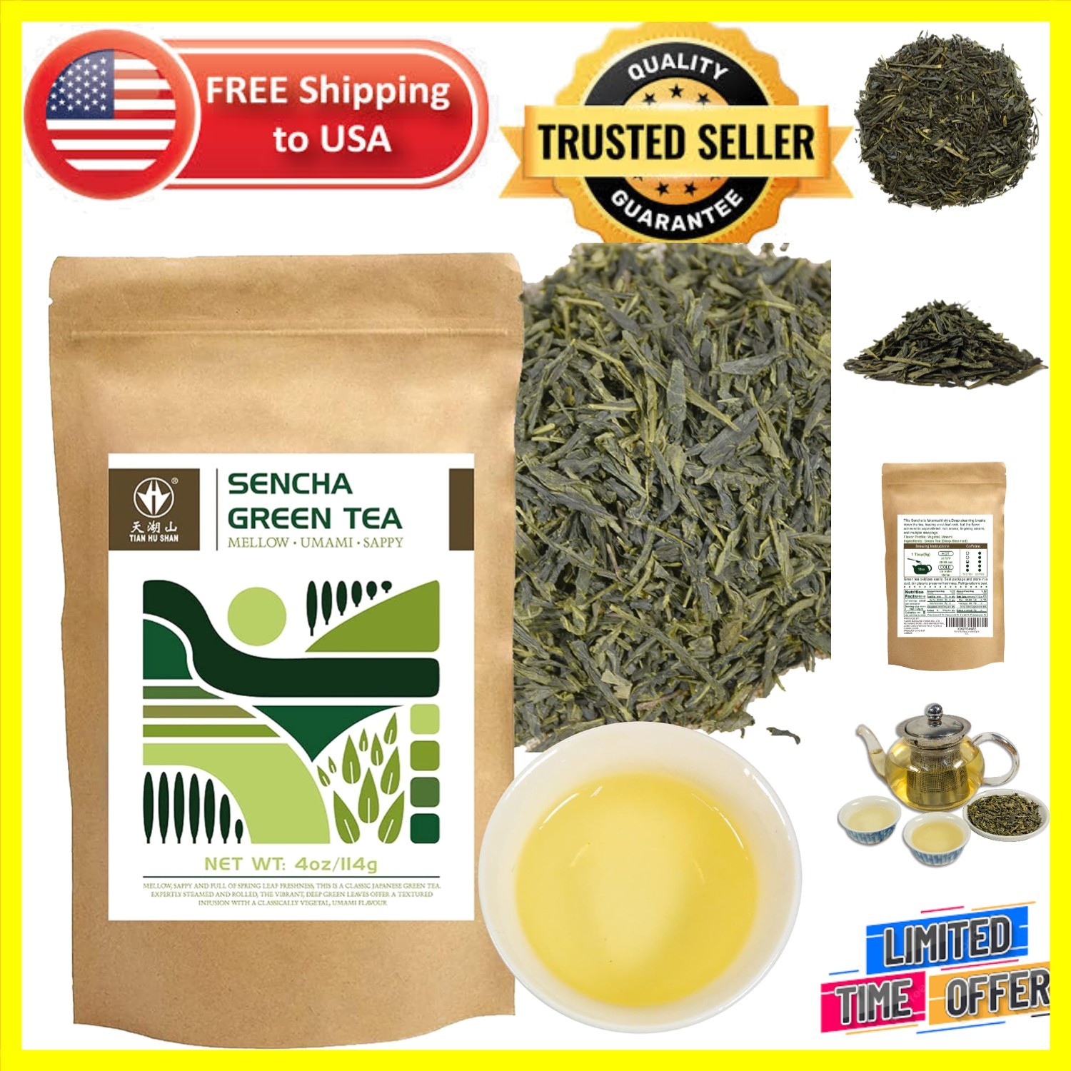 Japanese Sencha Green Tea 4oz Loose Leaf – Antioxidant Rich Delight