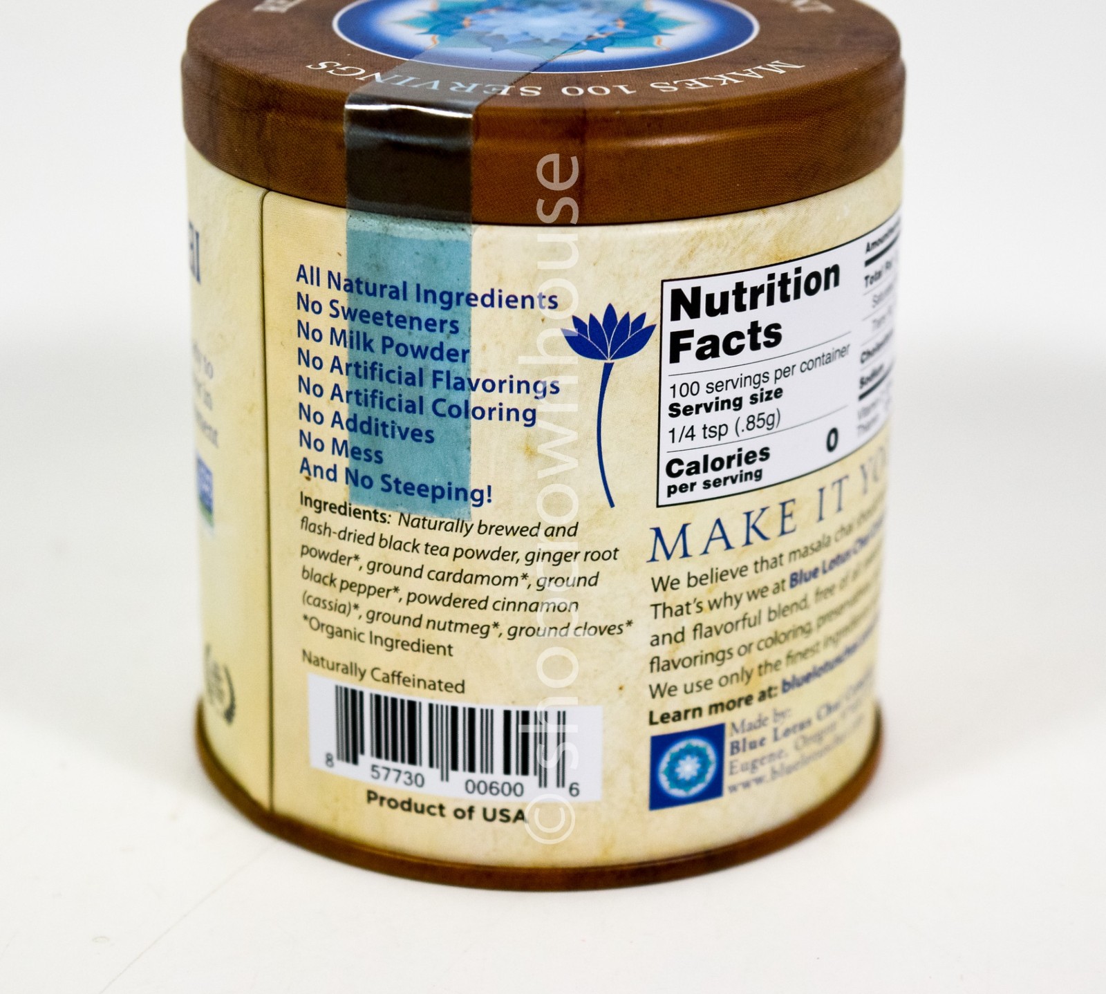 1 Blue Lotus Chai Tea Traditional Masala Makes 100 Cups 3oz canister 03/04/2027