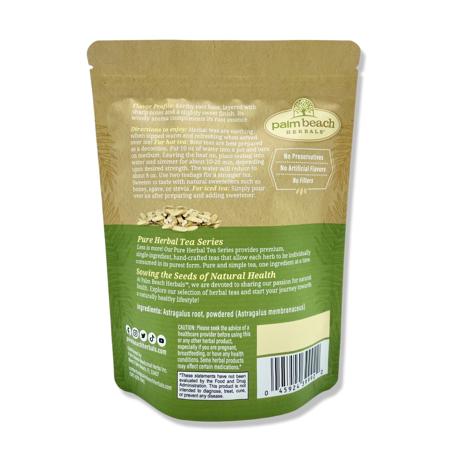 Astragalus Root Tea by Palm Beach Herbals | 30ct, Caffeine-Free
