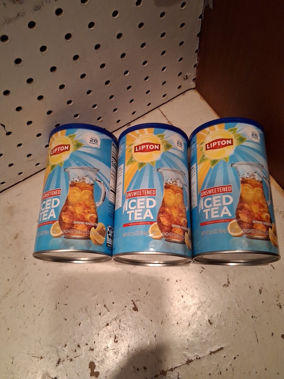 3 PACK NEW Lipton Caffeinated Unsweetened Instant Iced Tea 28 Quarts EXP. 11/26