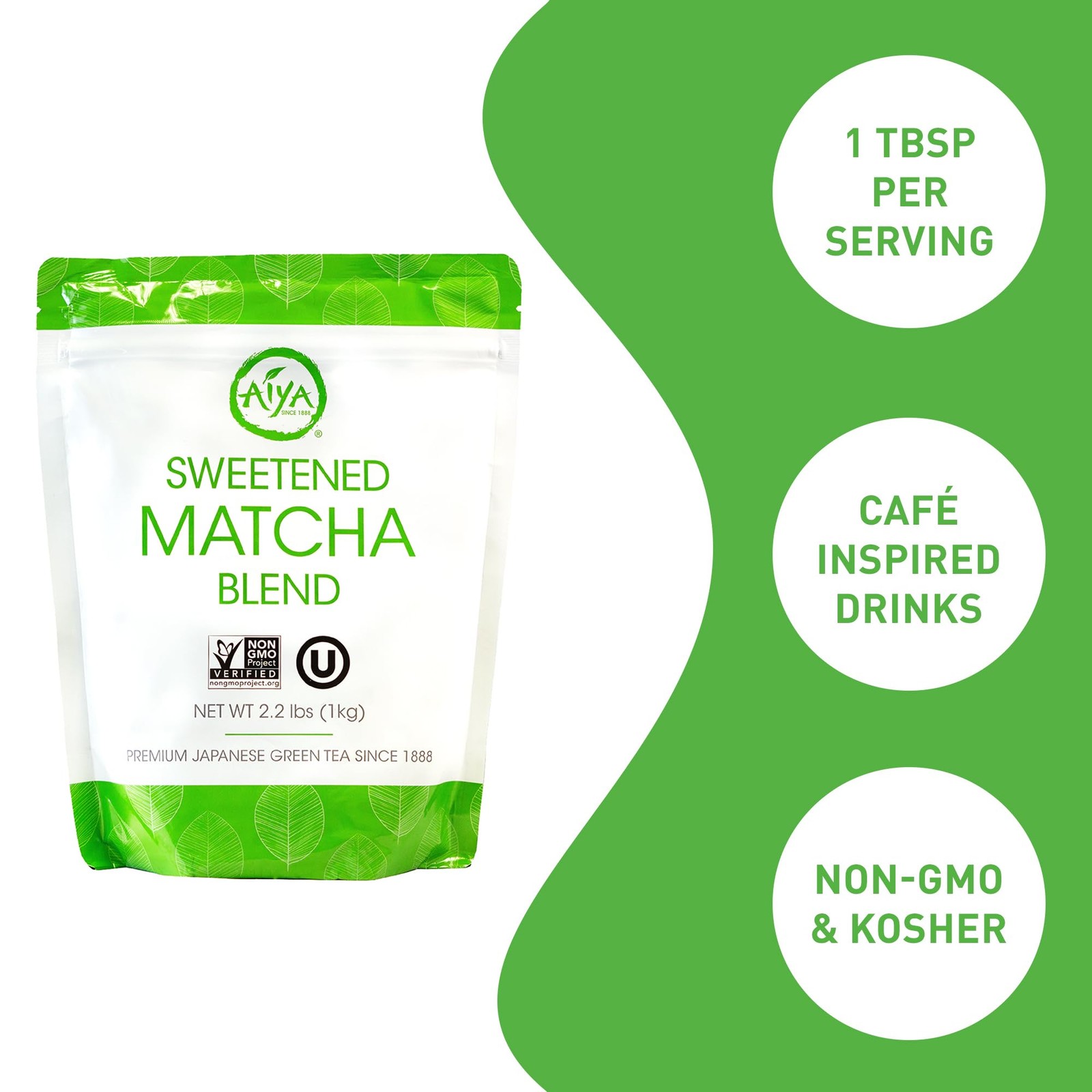 Aiya Sweetened Matcha Blend Powder – Matcha Latte Powder With Antioxidant-Rich