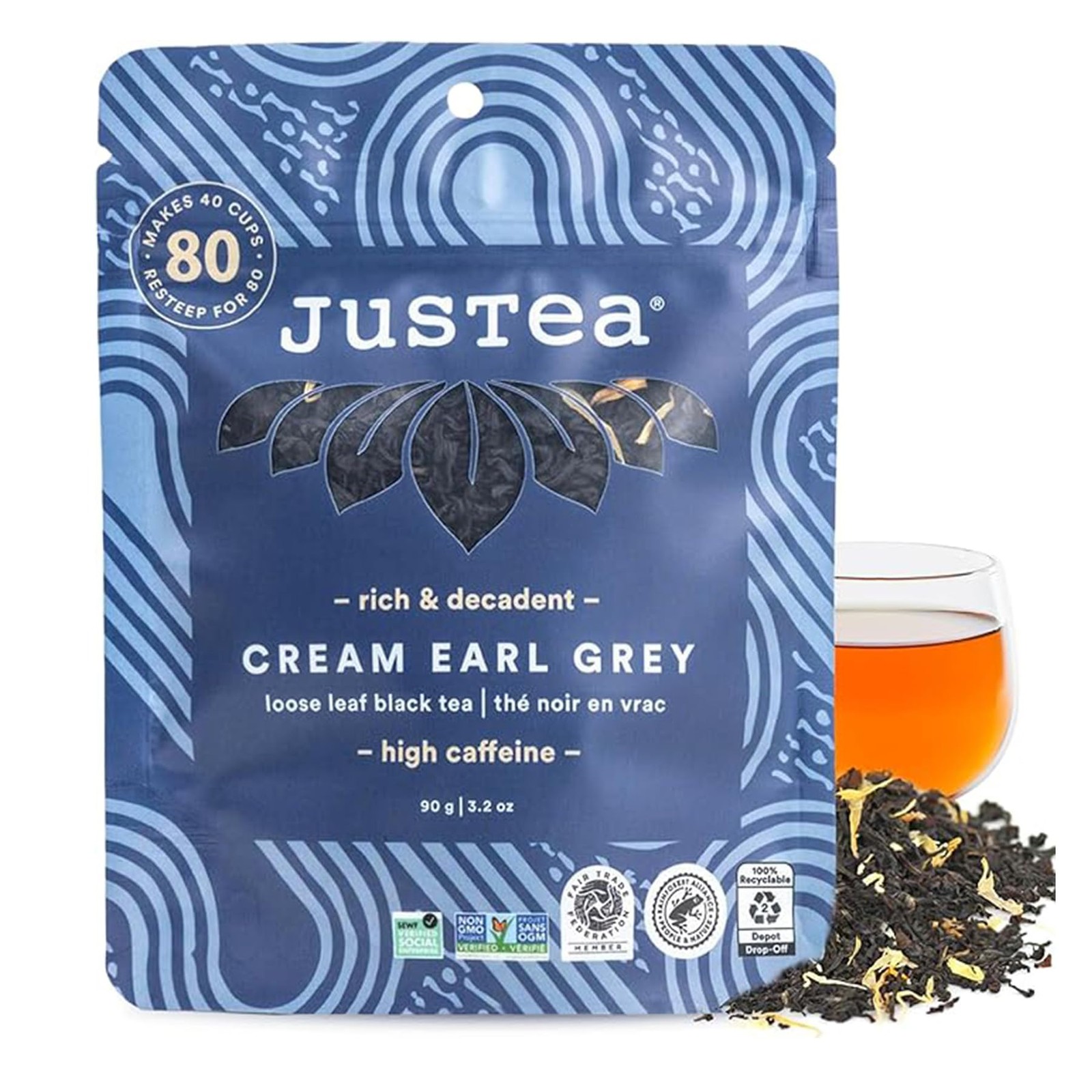 CREAM EARL GREY | Loose Leaf Black Tea | Recyclable Refill Pouch | 40+ Cups 3…