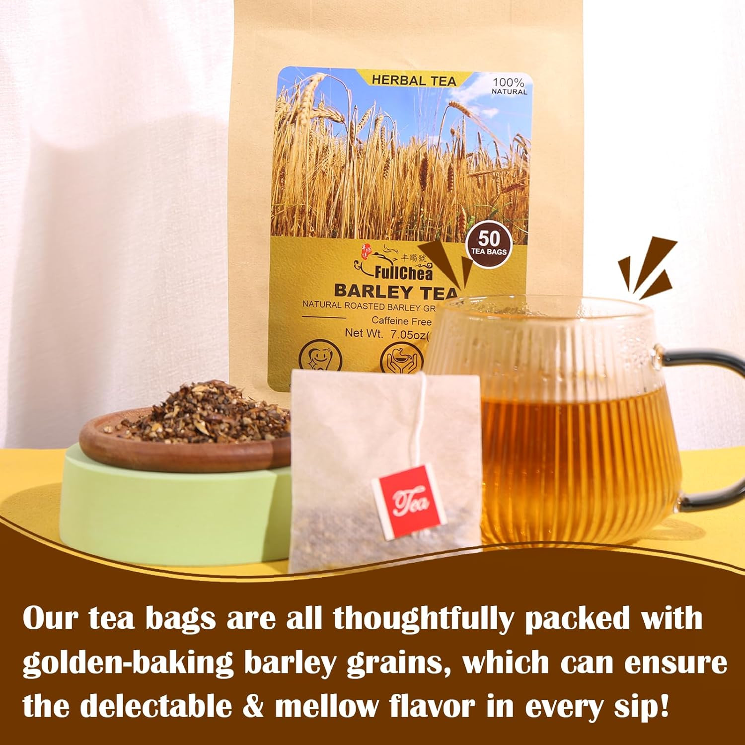 – Barley Tea, 4G X 50 Count – Premium Natural Roasted Barley Grain – Mild Baking