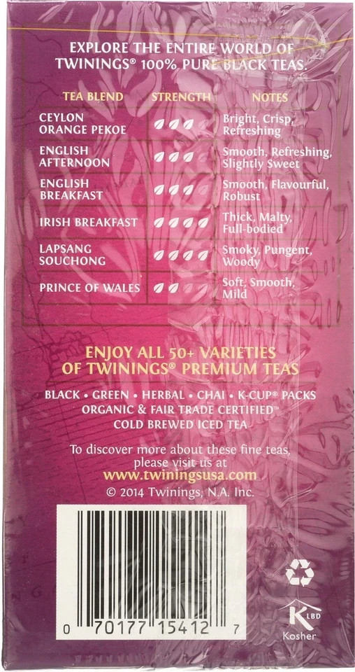Twinings Darjeeling Black Tea 20 Count Tea Bags Masterfully Blended