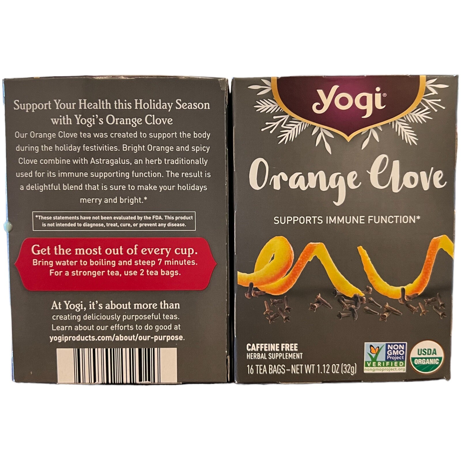 New Lot of 2 Yogi Orange Clove Tea Caffeine Free BB 07/2024