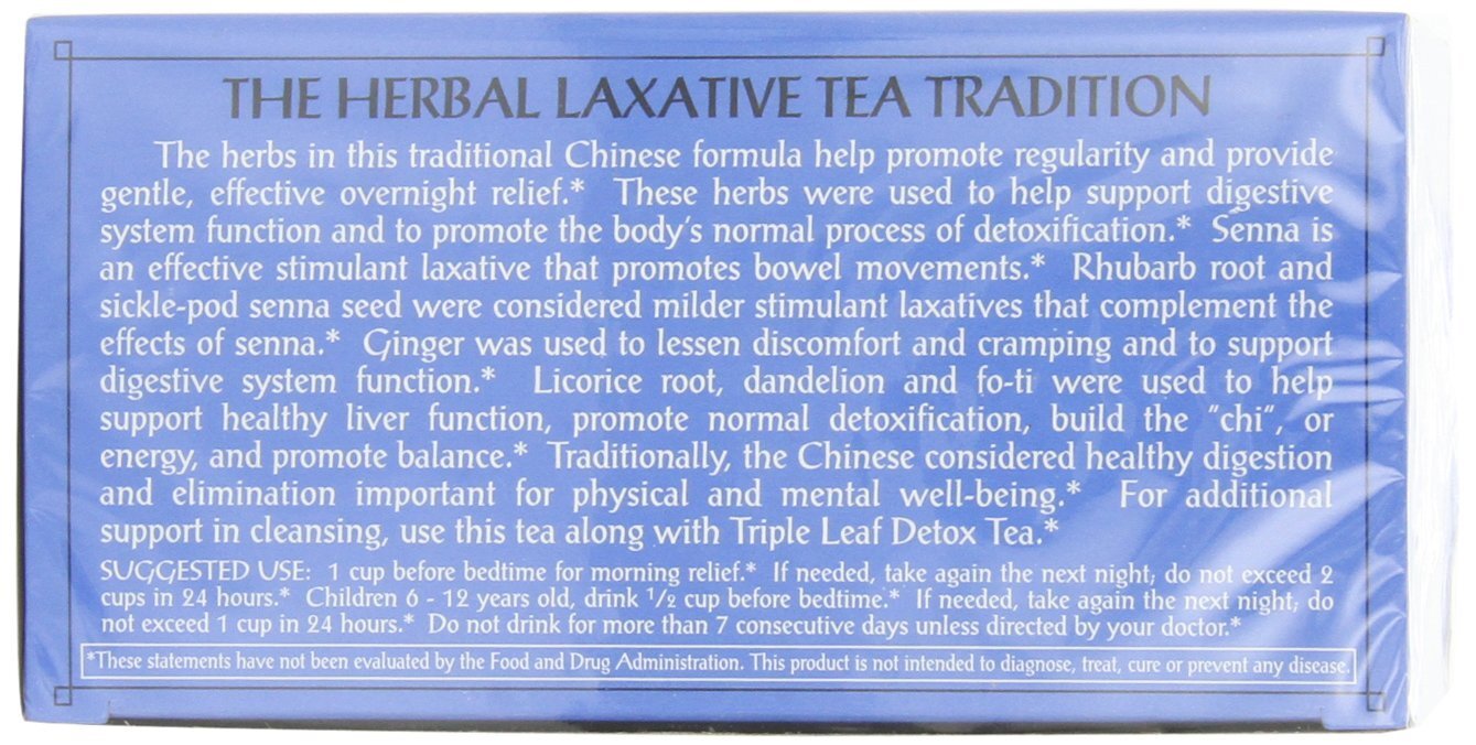 Triple Leaf Herbal Laxative Tea 20 Bags Pack of 6 Caffeine Free Digestive Sup…