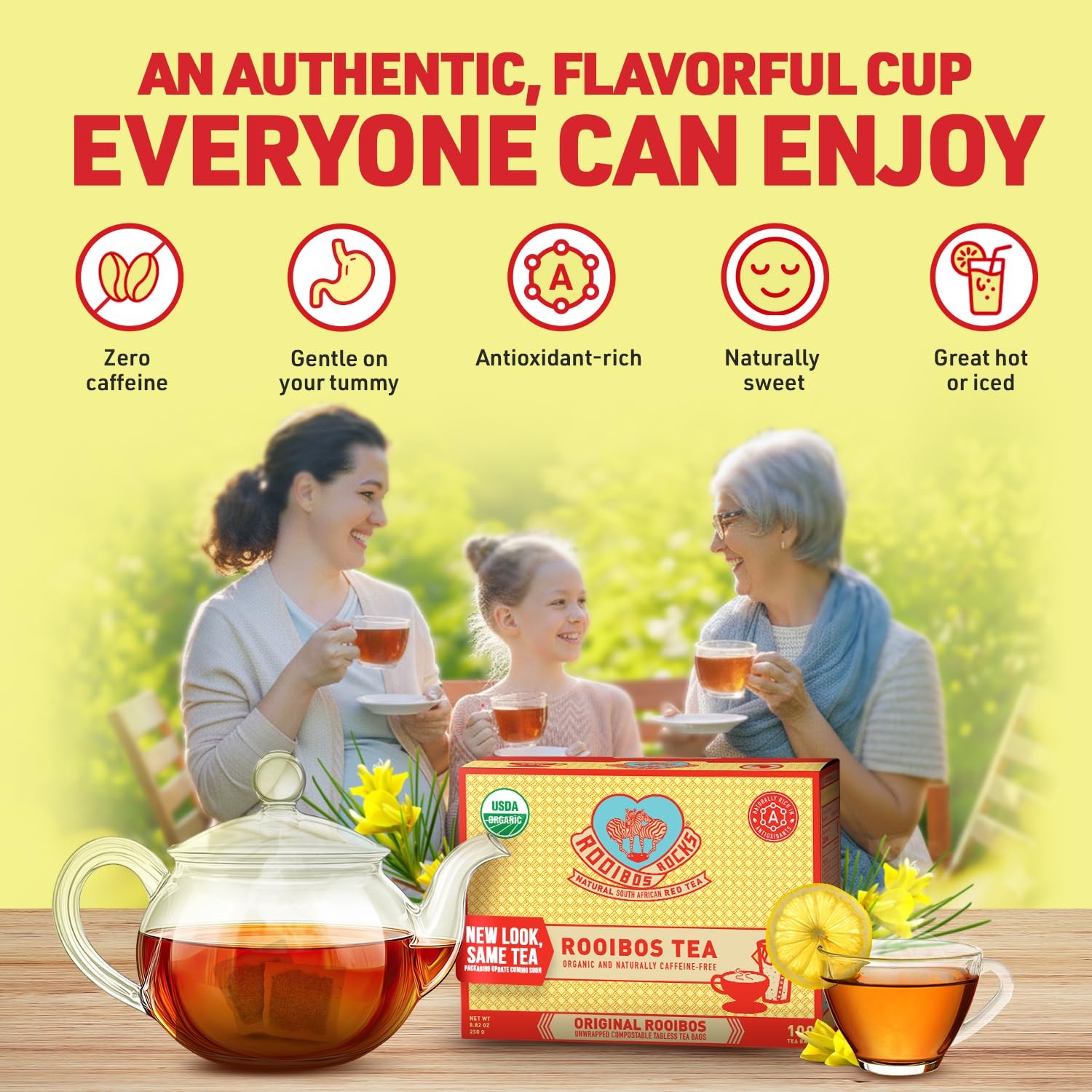Rooibos Rocks Herbal Tea Bags – Naturally 100 Count (Pack of 1), Earthy Red