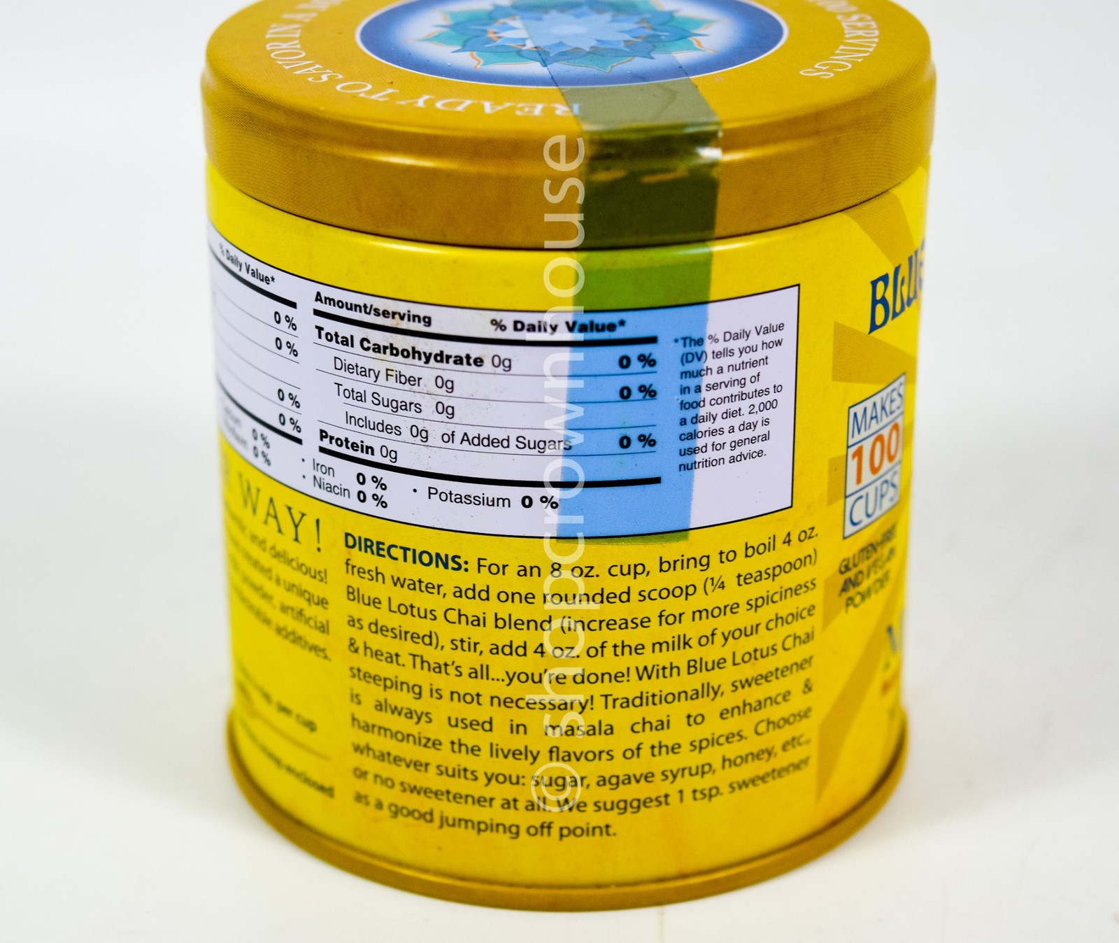 3 Blue Lotus Chai Tea Golden Masala Chai Makes 100 Cups 3oz canister 02/13/2027