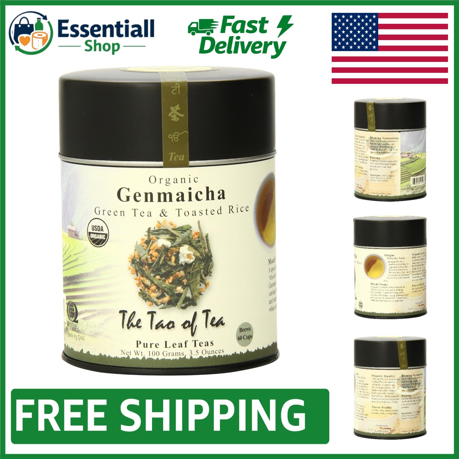 Loose Leaf Genmaicha Green Tea with Toasted Brown Rice Aroma – 3.5 Ounce Tin