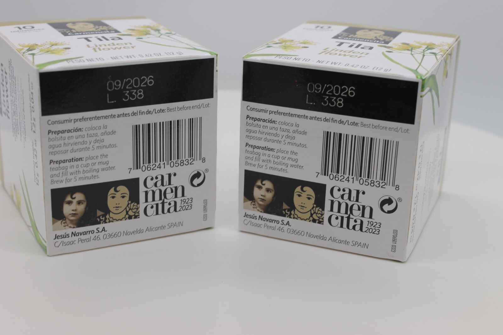 2 Carmencita Tila Tea. Linden flower (10 bags/each box ) 12g (0.42oz).