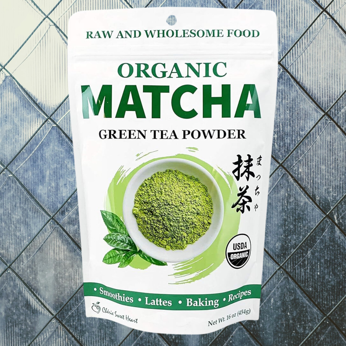 Chérie Sweet Heart USDA Certified Organic Matcha Green Tea Powder, 1 LB Bag
