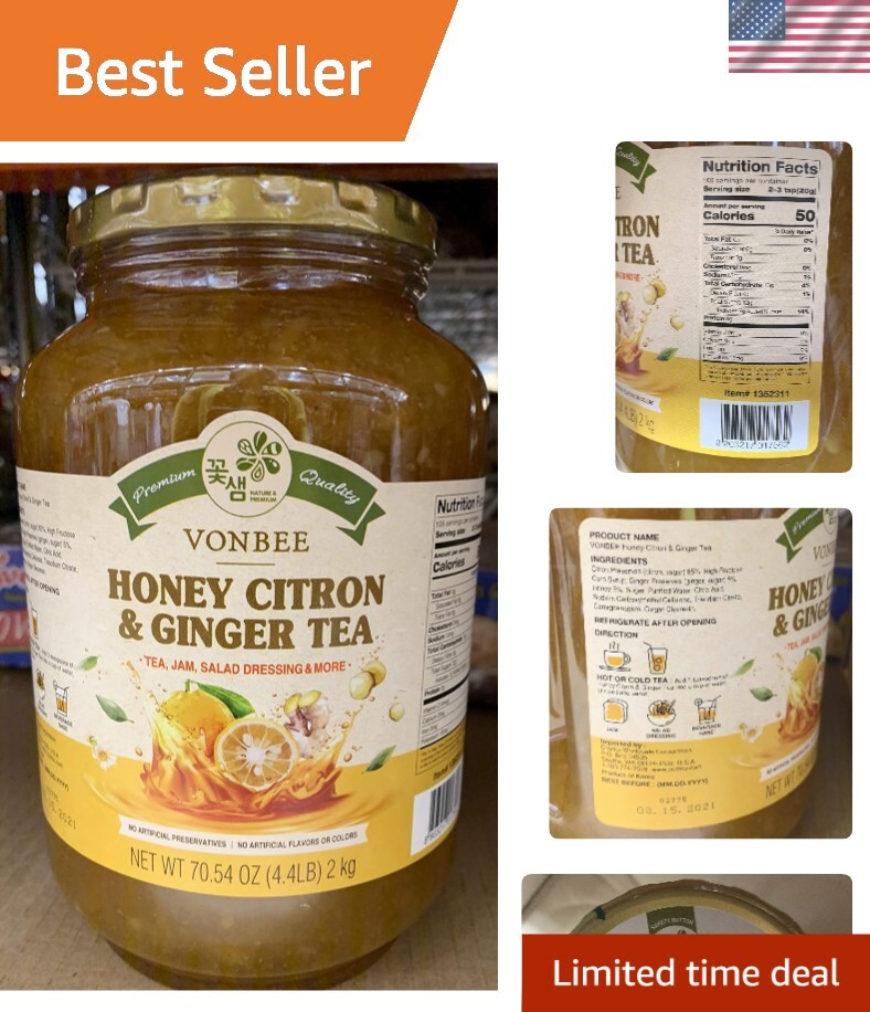 Gourmet Honey Citron & Ginger Tea – 70.54 Ounce Loose Leaf for Ultimate Wellness