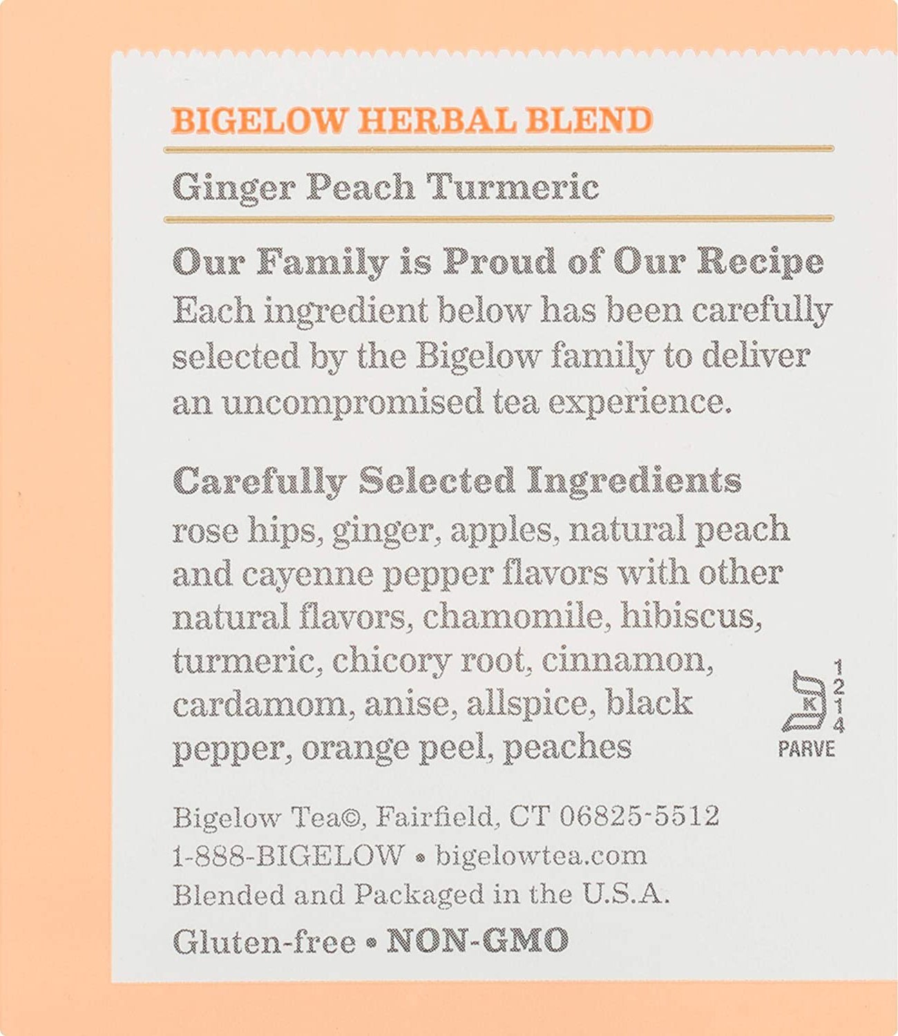 Bigelow Ginger Peach Turmeric Herbal Tea – 18 tea bags