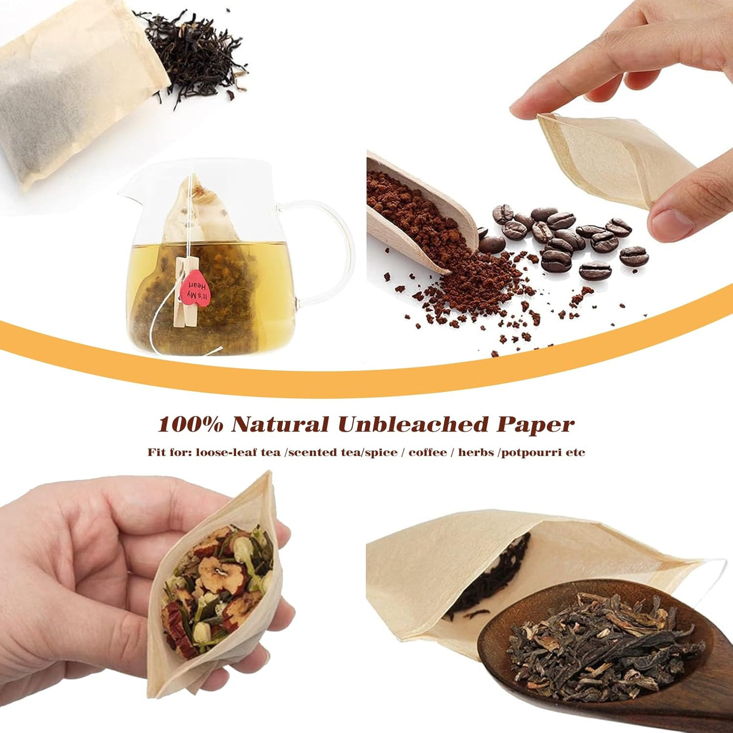 200Pcs Tea Filter Bags for Loose Tea,3.15 X 3.94 Inch Disposable Tea Infuser,Emp