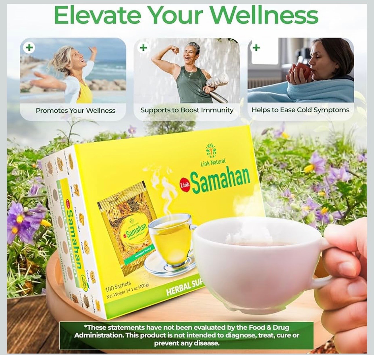 Link Samahan Ayurvedic Tea Natural Drink for Cough & Cold 100% Herbal Tea