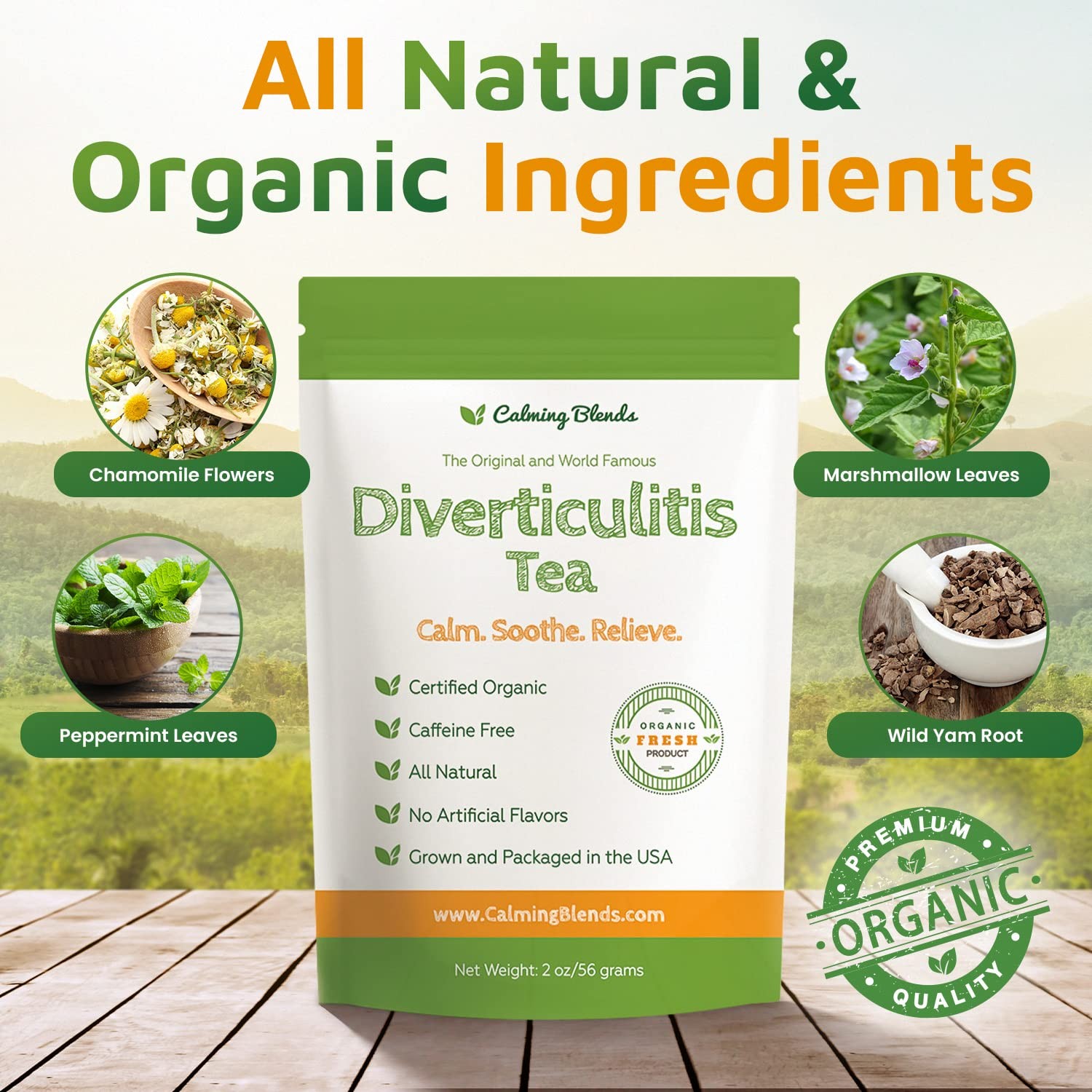 Calming Blends Diverticulitis Tea | Organic Loose Leaf 2 Ounce (Pack of 1)