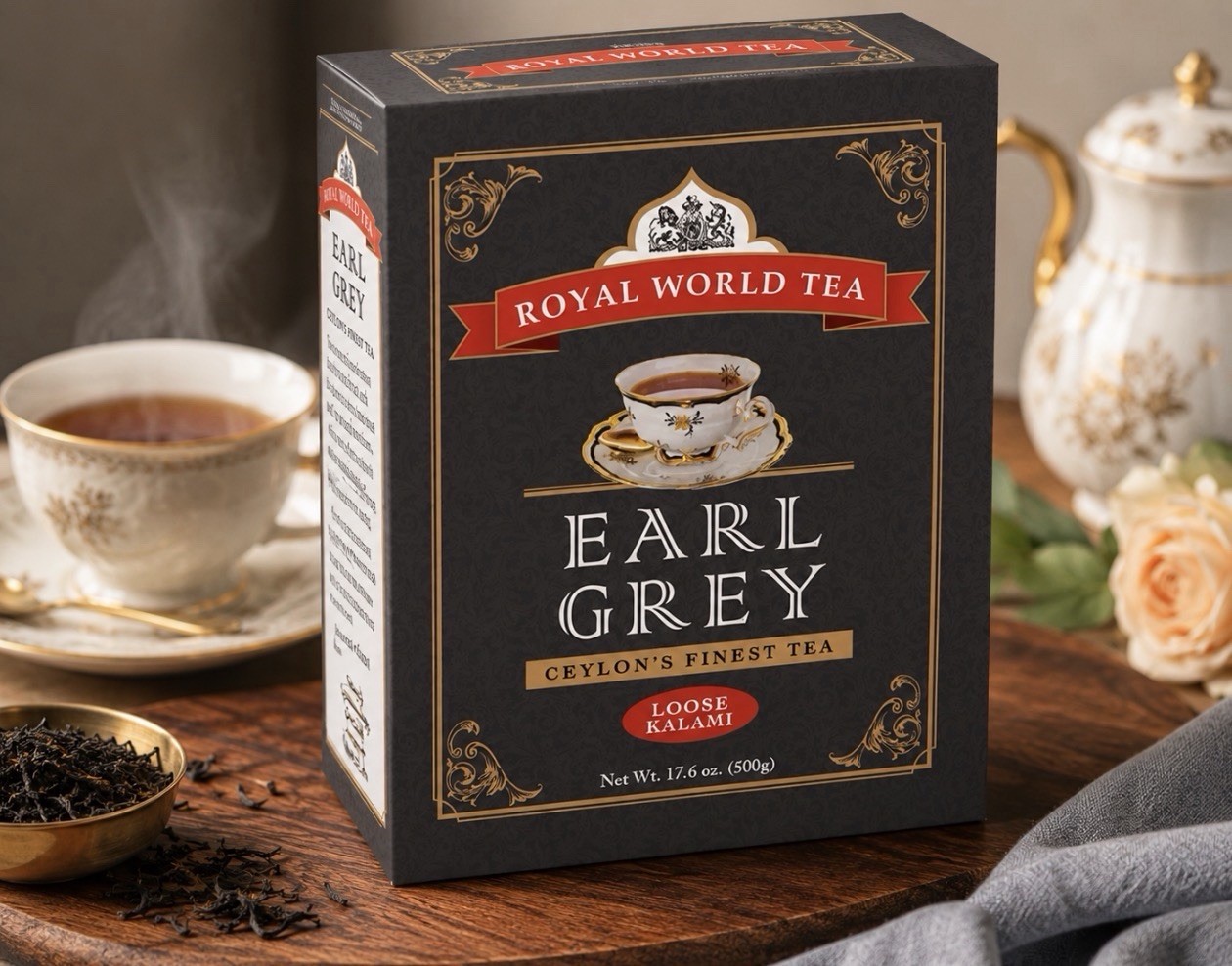 Royal World Earl Grey Loose Leaf Black Tea 17.6oz Bergamot Ceylon Tea