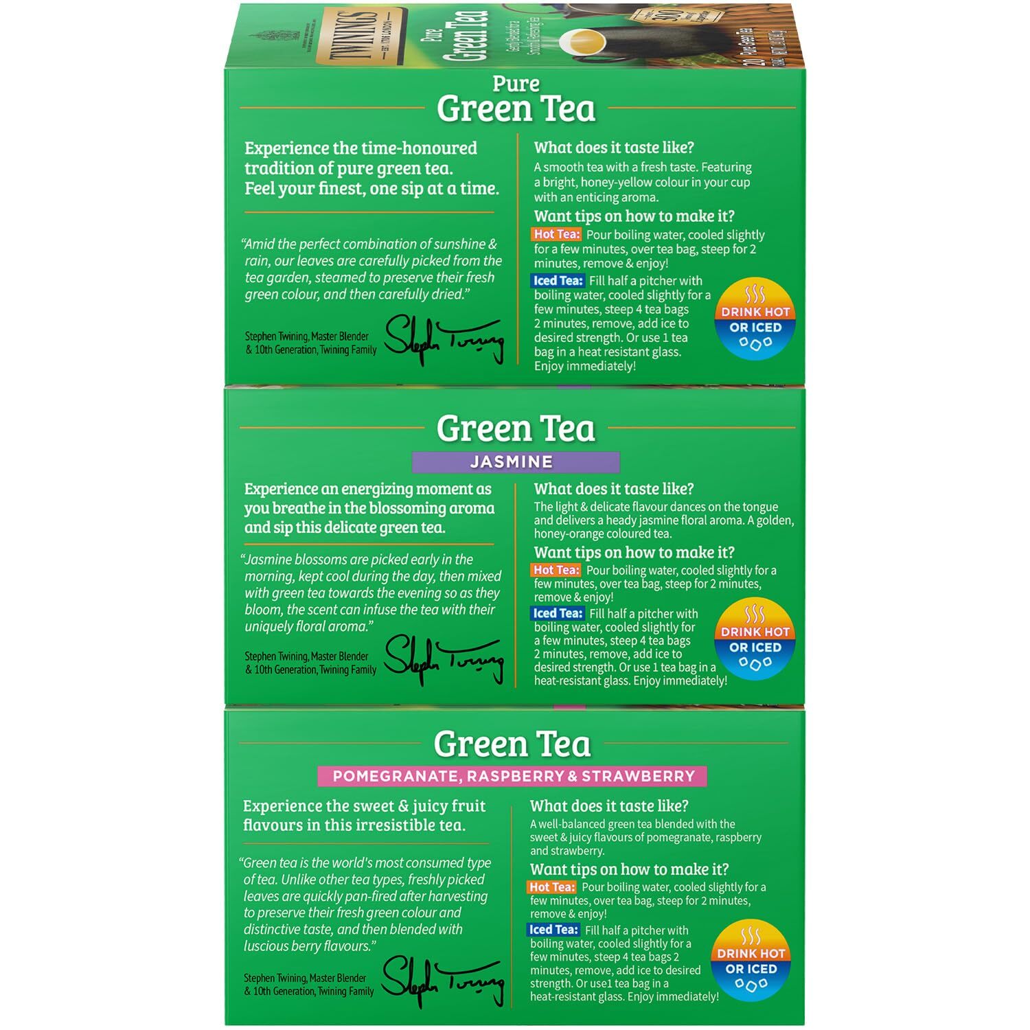 Twinings Green Tea Variety Pack Sampler, Jasmine, Strawberry, Pomegranate – 60ct