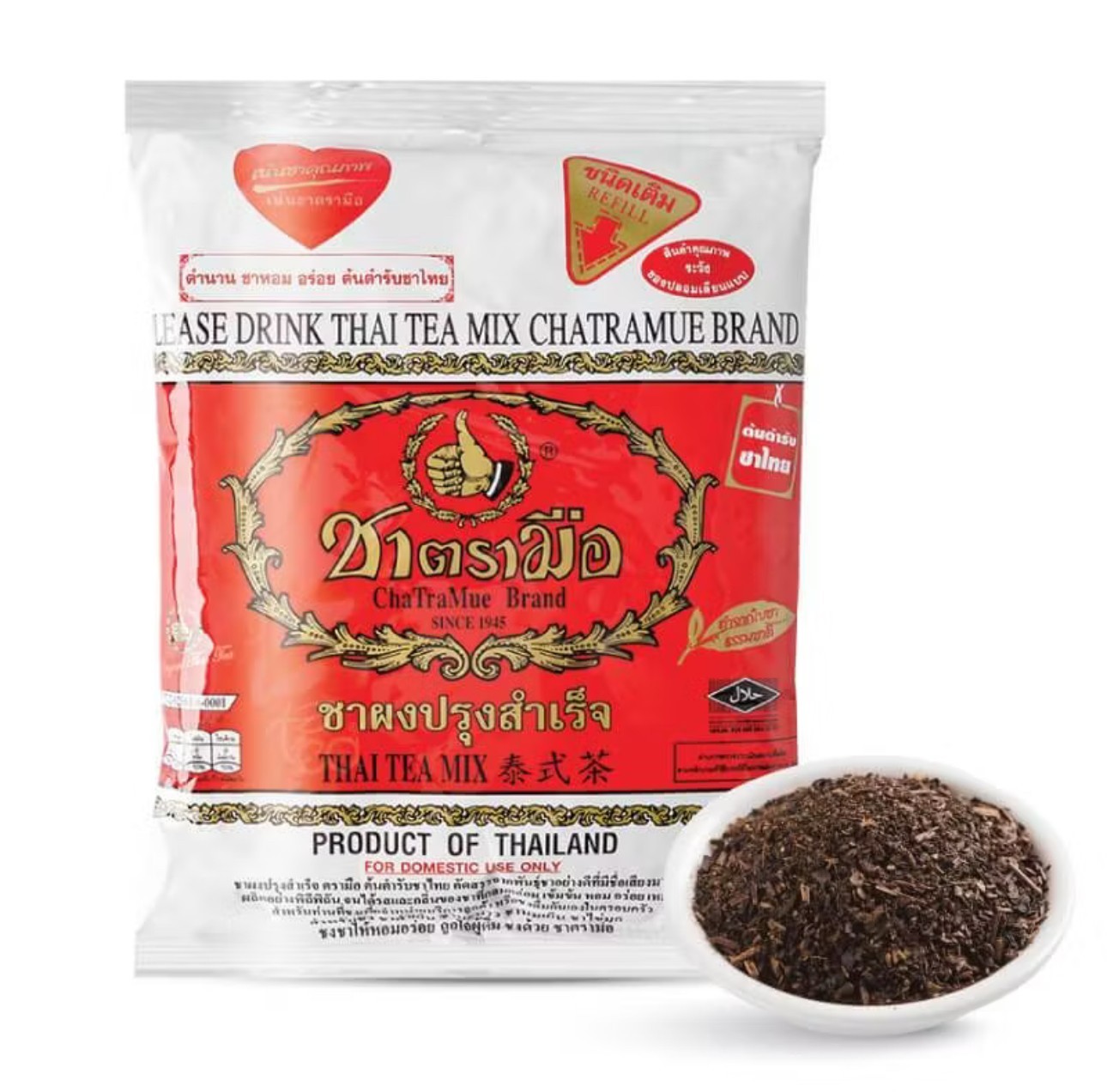 CHATRAMUE Red Thai Tea Powder Thai Tea Milk Tea Iced Hot Original 200g