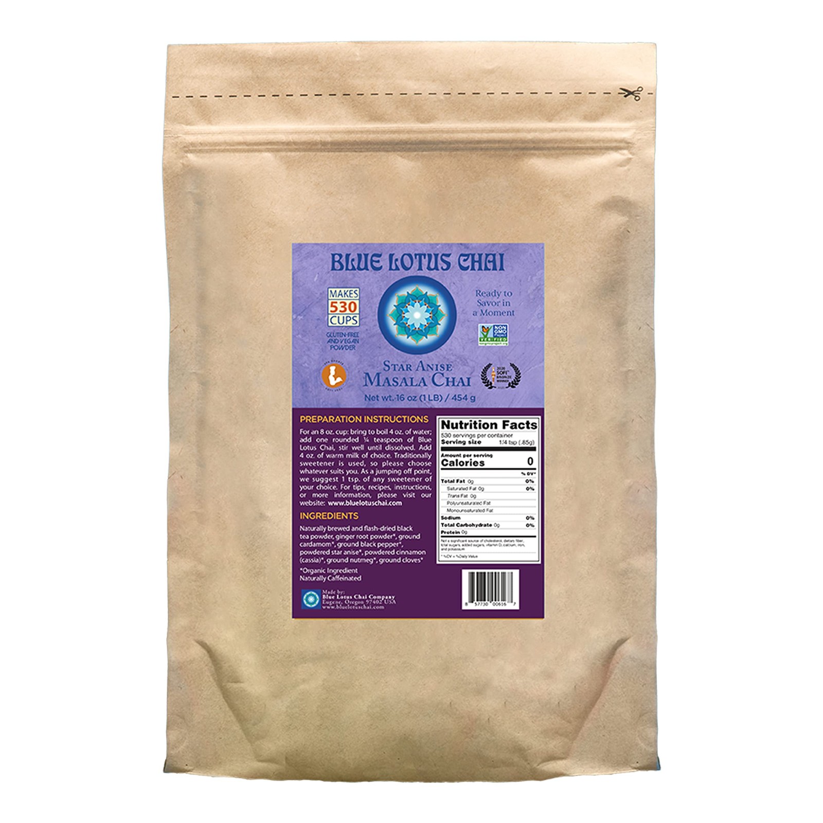 Blue Lotus Chai – Star Anise Masala Chai – Makes 530 Cups – 1 Pound Bulk Bag …