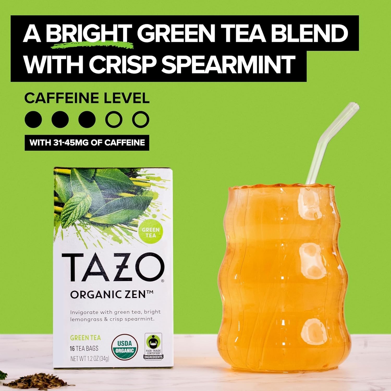 TAZO Organic Zen Green Tea, 16 Total Tea Bags