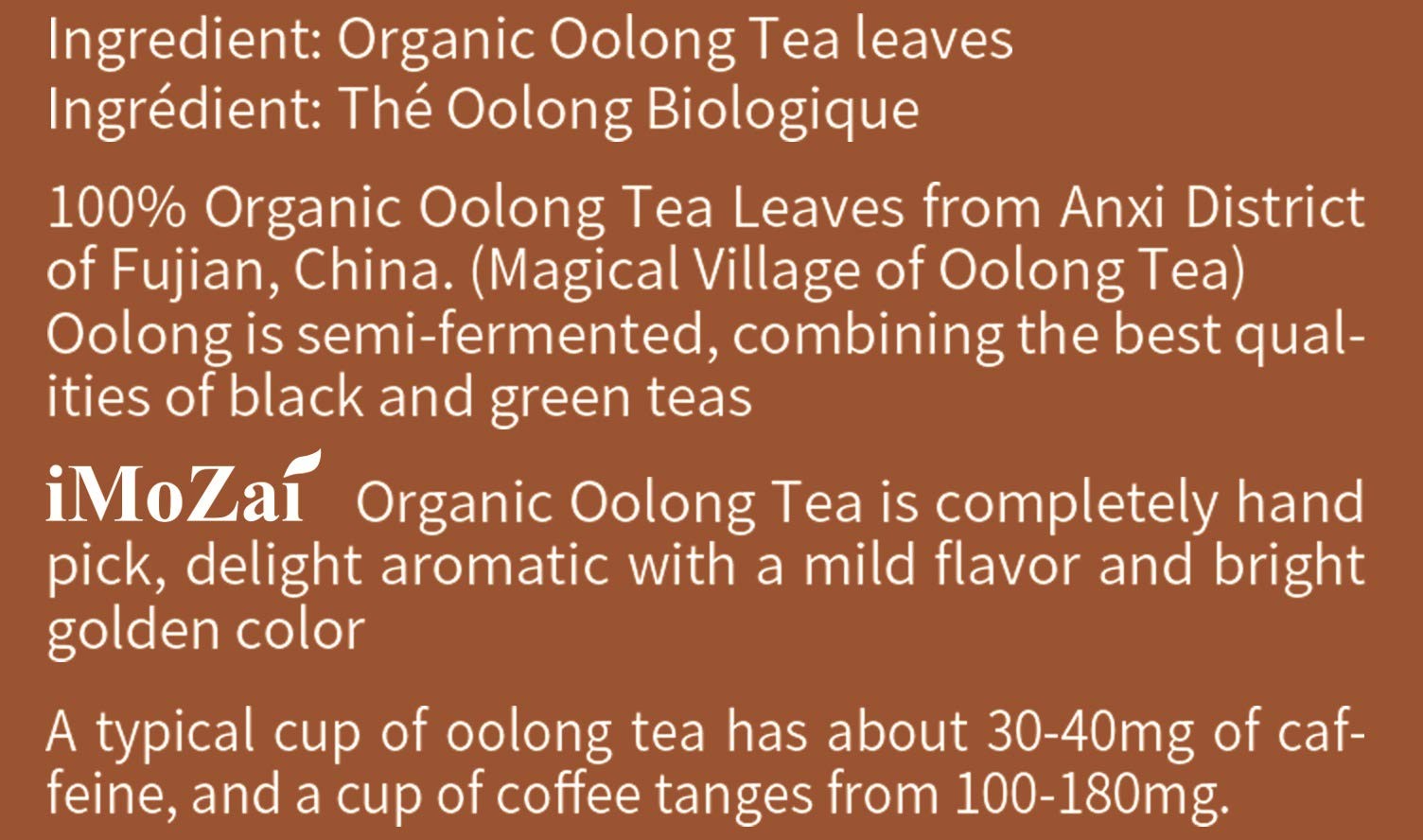 Imozai Organic Oolong Tea Bags 100 Count Individually 100 (Pack of 1)