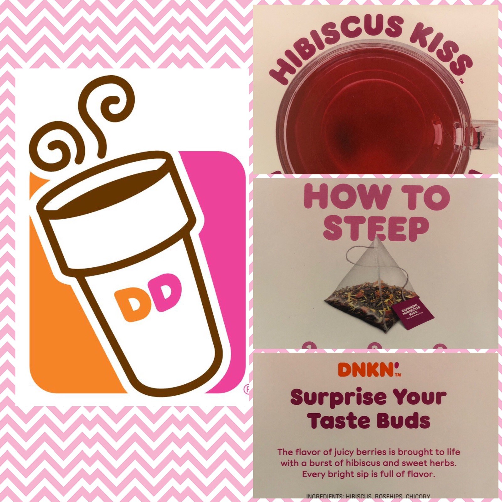Dunkin Donuts Hibiscus Kiss Tea With 15 tea bags Herbal Infusion Natural Flavors