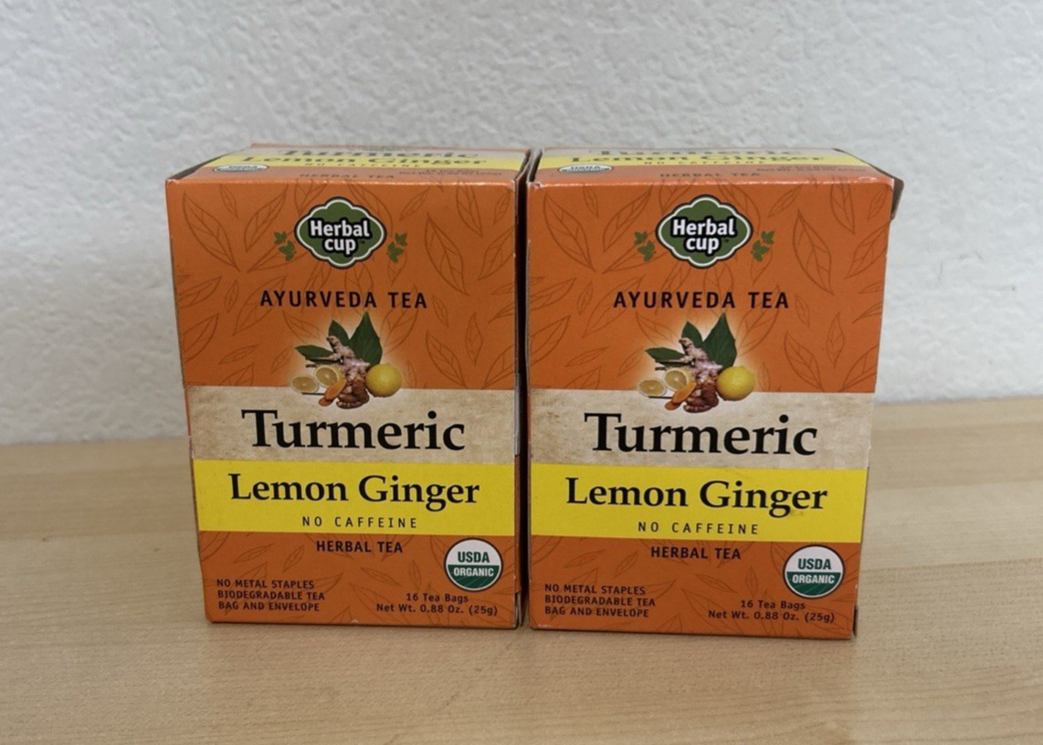 Herbal Cup Ayurveda Turmeric Tea, Organic Lemon Ginger No Caffeine