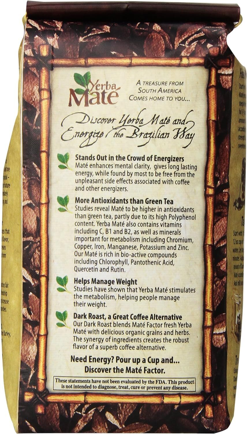 The Mate` Factor Organic Dark Roast Yerba Loose Tea 12 Oz