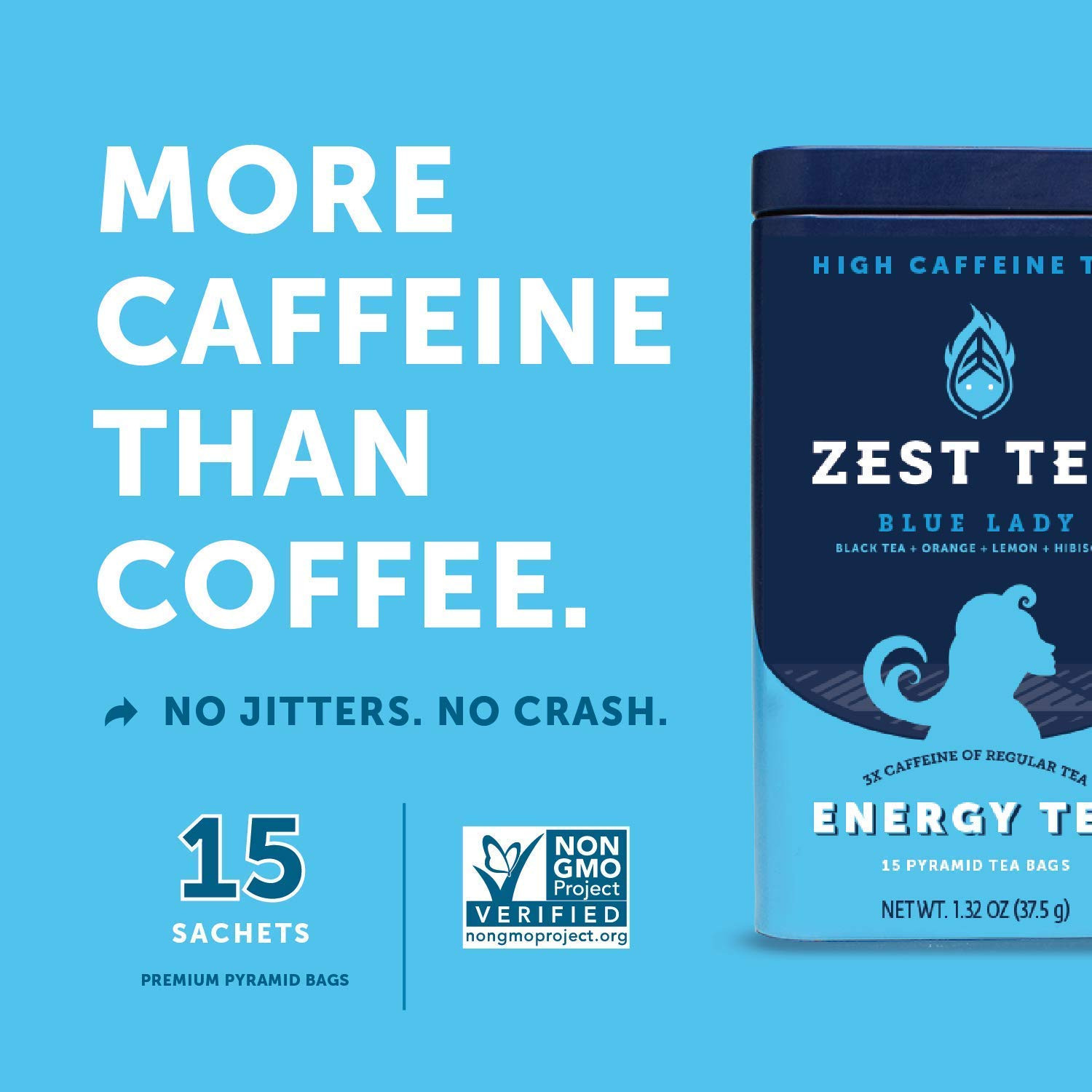 Energy Tea Bags – Blue Lady Passion Fruit Black Tea – High Caffeine Tea for Morn