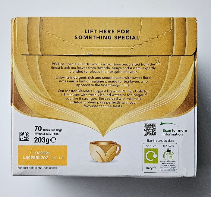 PG Tips Gold Special Blends Box of 70 Premium Indulgent Tea Bags Best By 10/2026