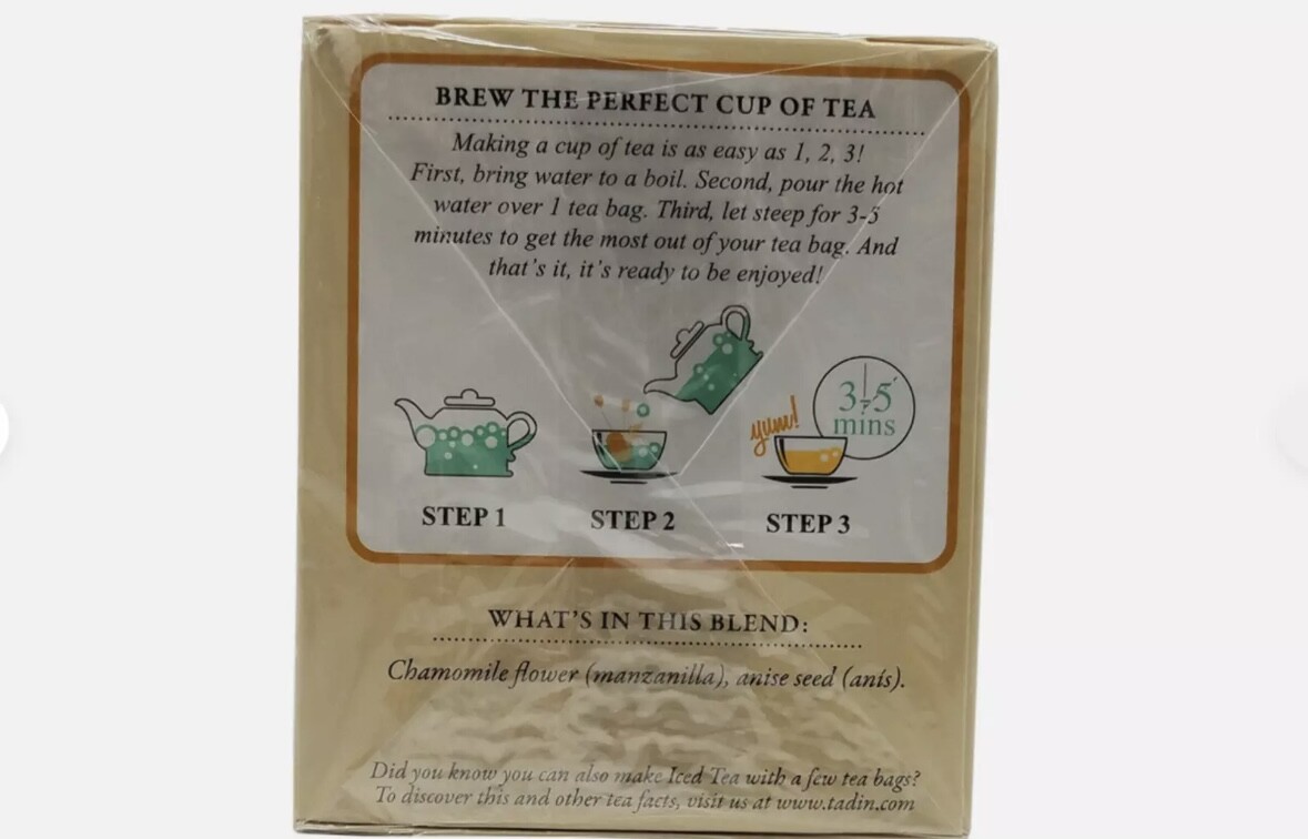 Tadin Chamomille Anise Herbal Tea.Calming & Caffeine-Free ( 24 Bag each)
