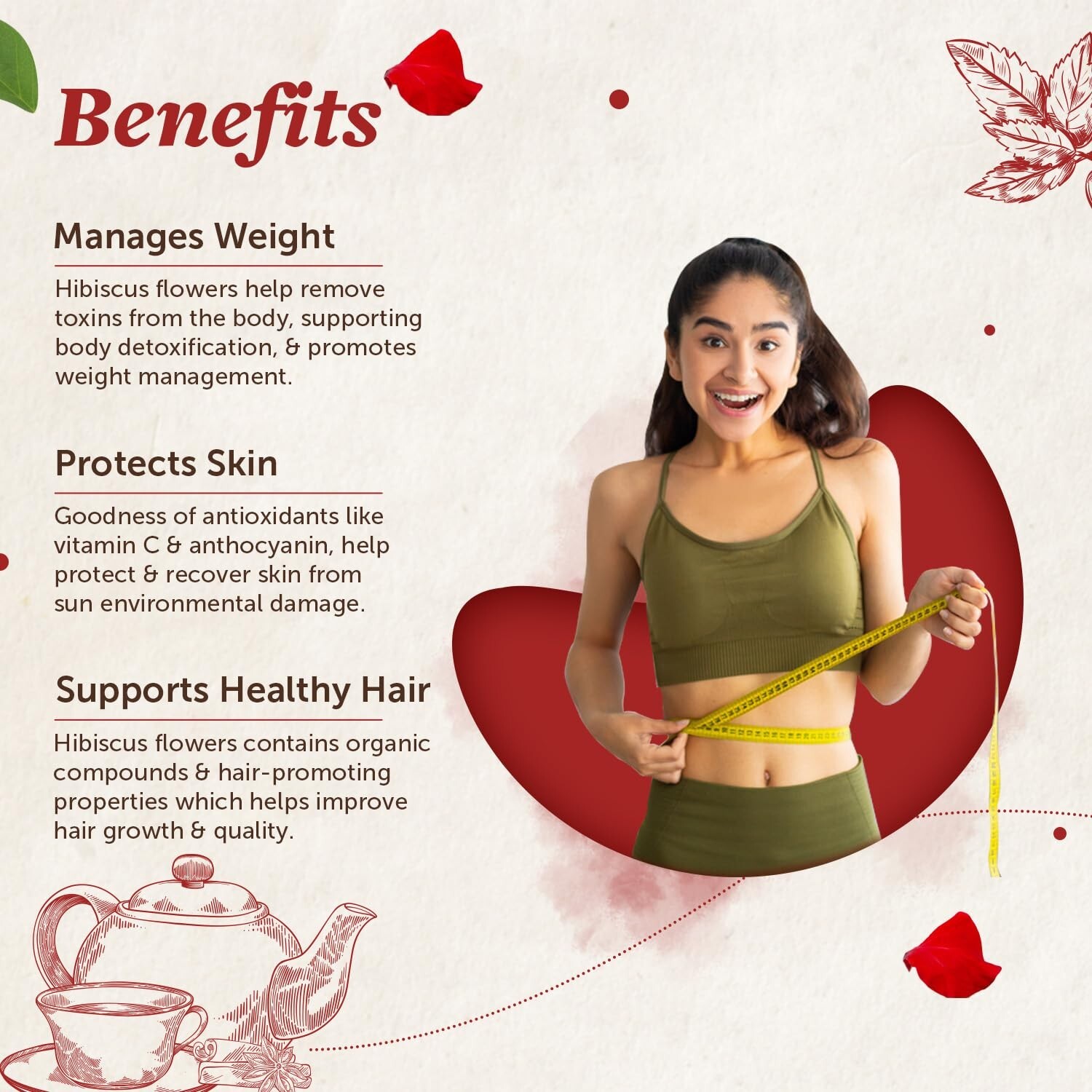 Neuherbs Hibiscus Flower Tea 50 gm (30+ Cups)
