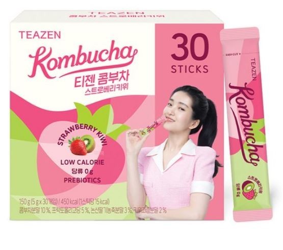 Teazen Kombucha Strawberry Kiwi 5g x 30 Sticks | Korean Kombucha Drink Powder