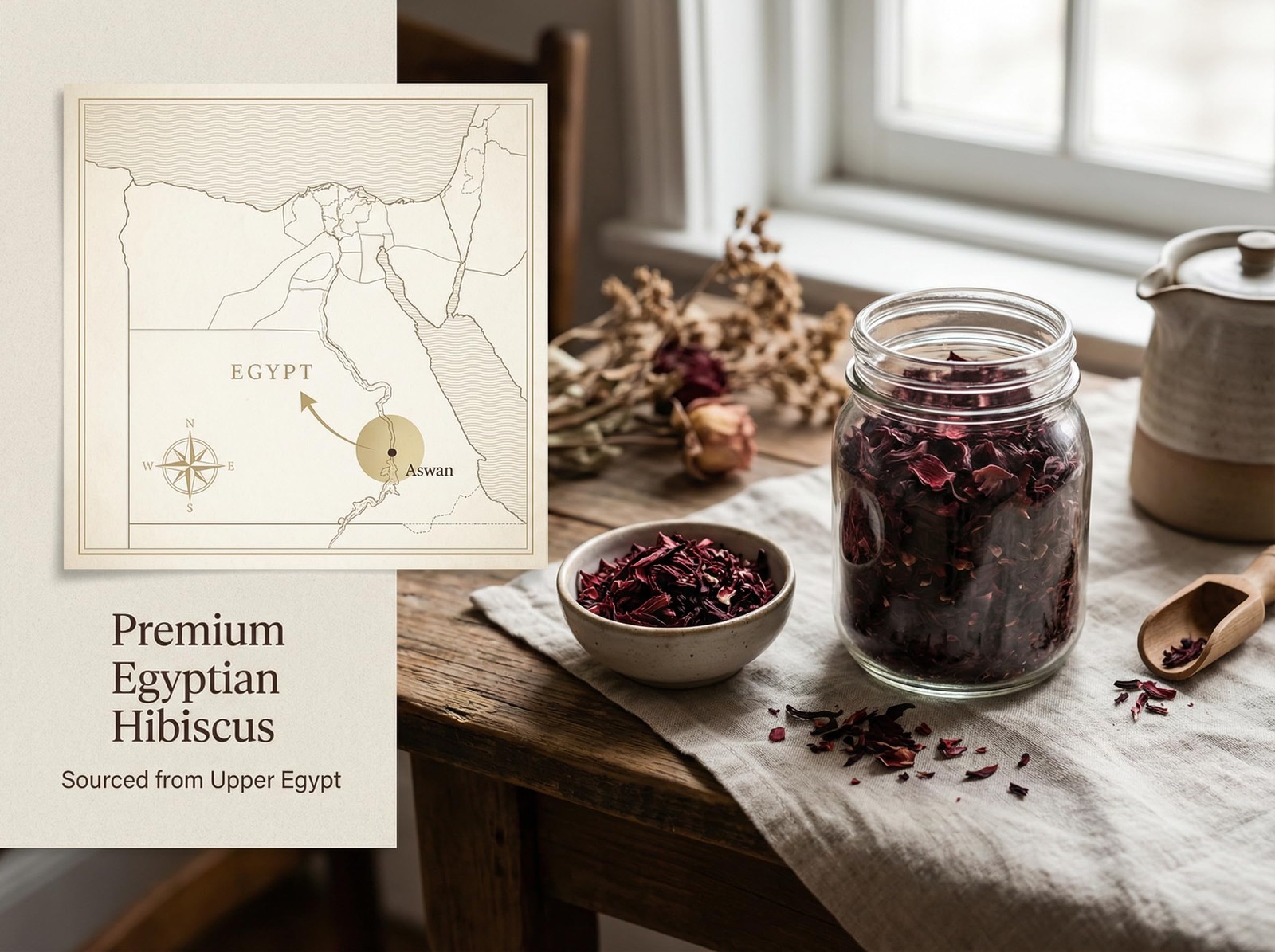 Hibiscus Tea, 1LB, Organic Flowers from Egypt – Cut & 16 Ounce