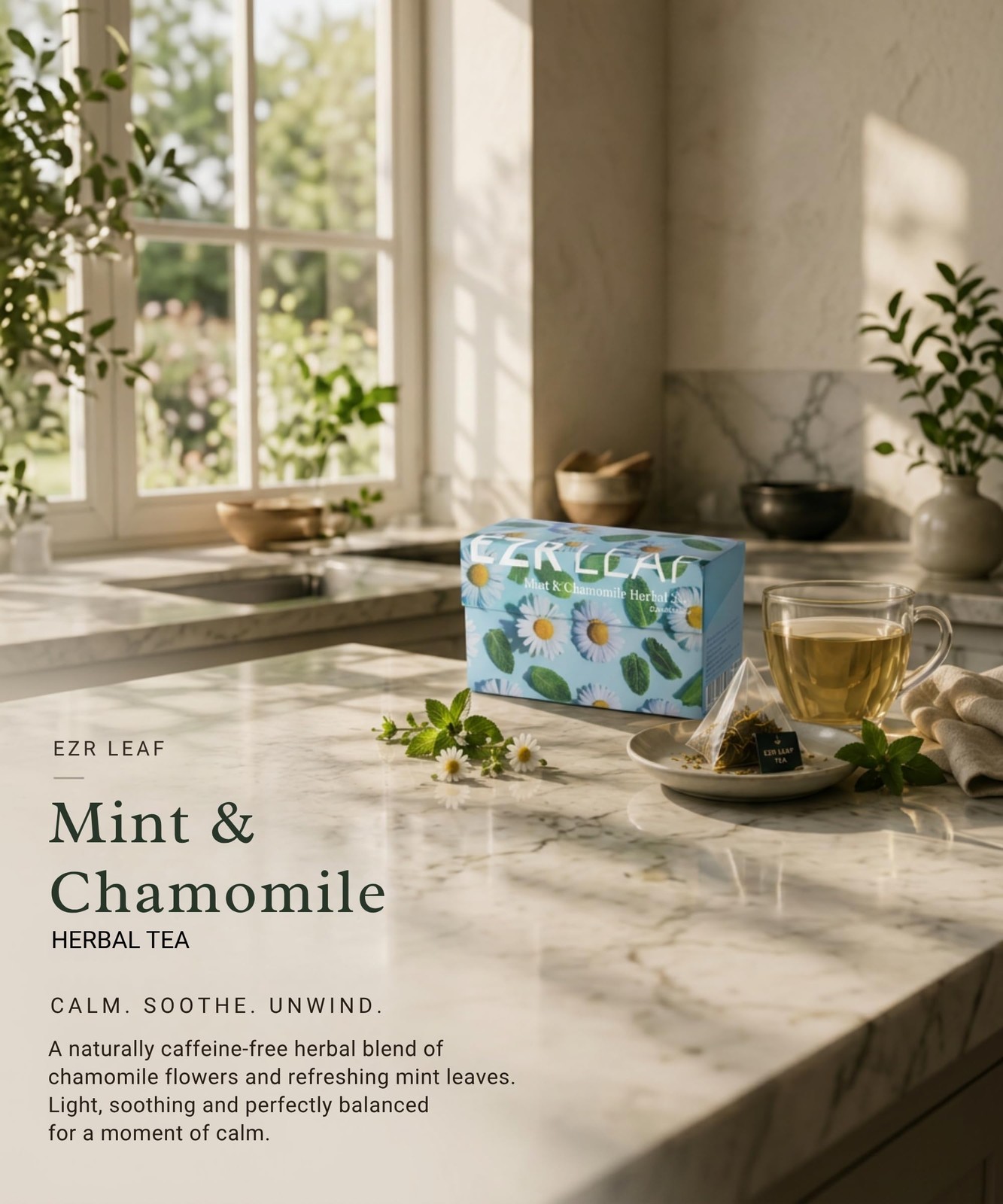 EZR Leaf Mint & Chamomile Herbal Tea 20 Pyramid Tea Bags 1.4 Once with Lemong…